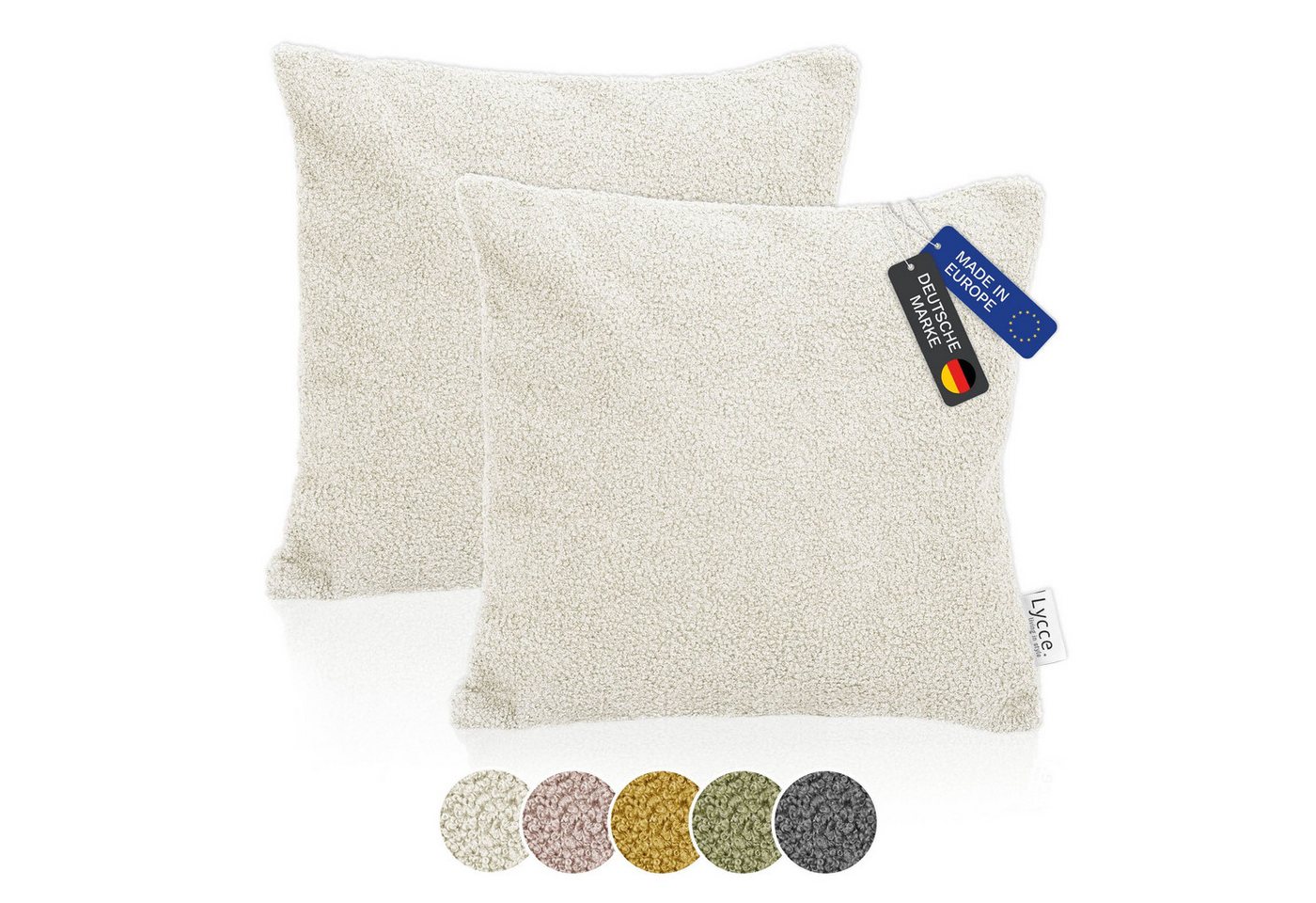 Lycce Dekokissen Lycce 2er Set Kissenhülle Bouclé 40x40 cm beige