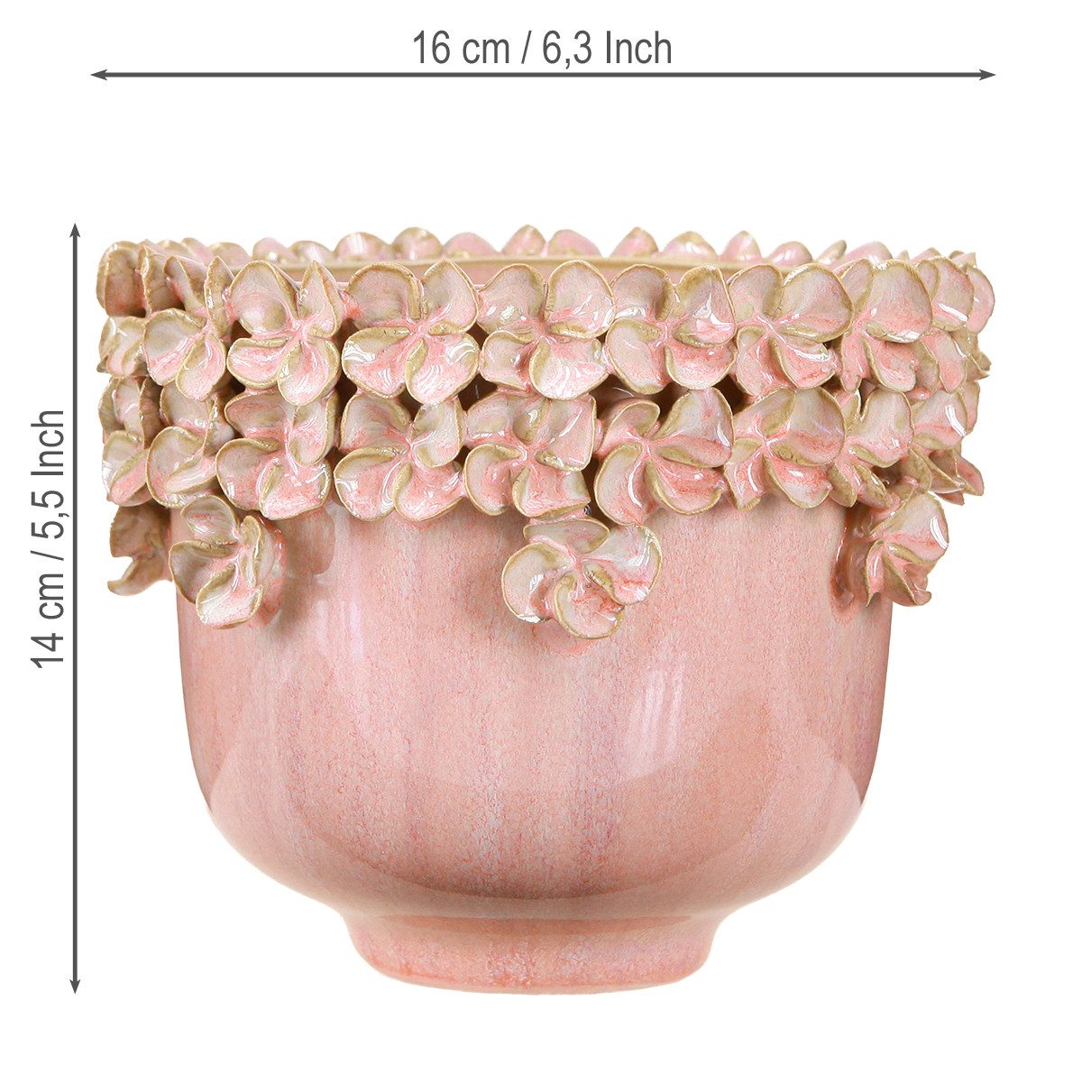 Viana Übertopf Keramik Blumentopf Rosa Ø16cm mit Blütenmuster Eleganz