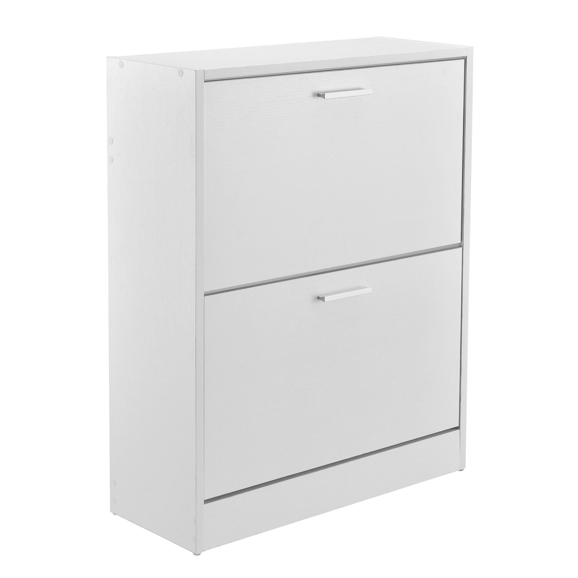 en.casa Schuhschrank »Sykkylven« Schuhkipper mit 2 Klappen 81 x 63 x 24 cm Weiß