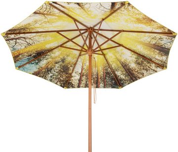 Schneider Schirme Marktschirm Malaga Forest, Durchmesser 300 cm, Innen mit Waldmotiv, rund, ohne Schirmständer