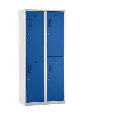 eurokraft basic Garderobenschrank B: 800 mm x T: 500 mm x H: 1800 mm lichtgrau / enzianblau