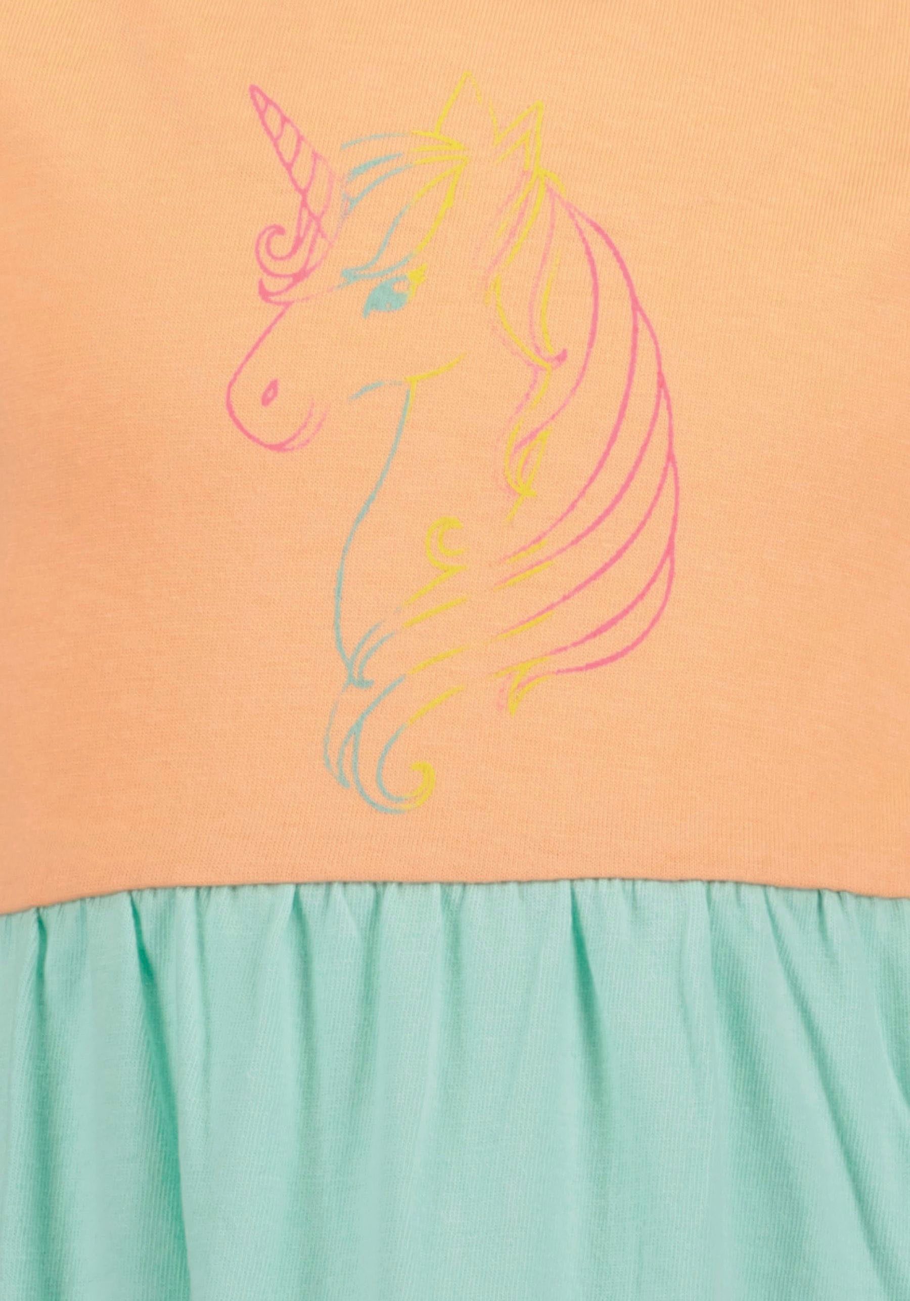 Blue Seven Jerseykleid (1-tlg) mit süßem Einhorn-Motiv und tollen Volants