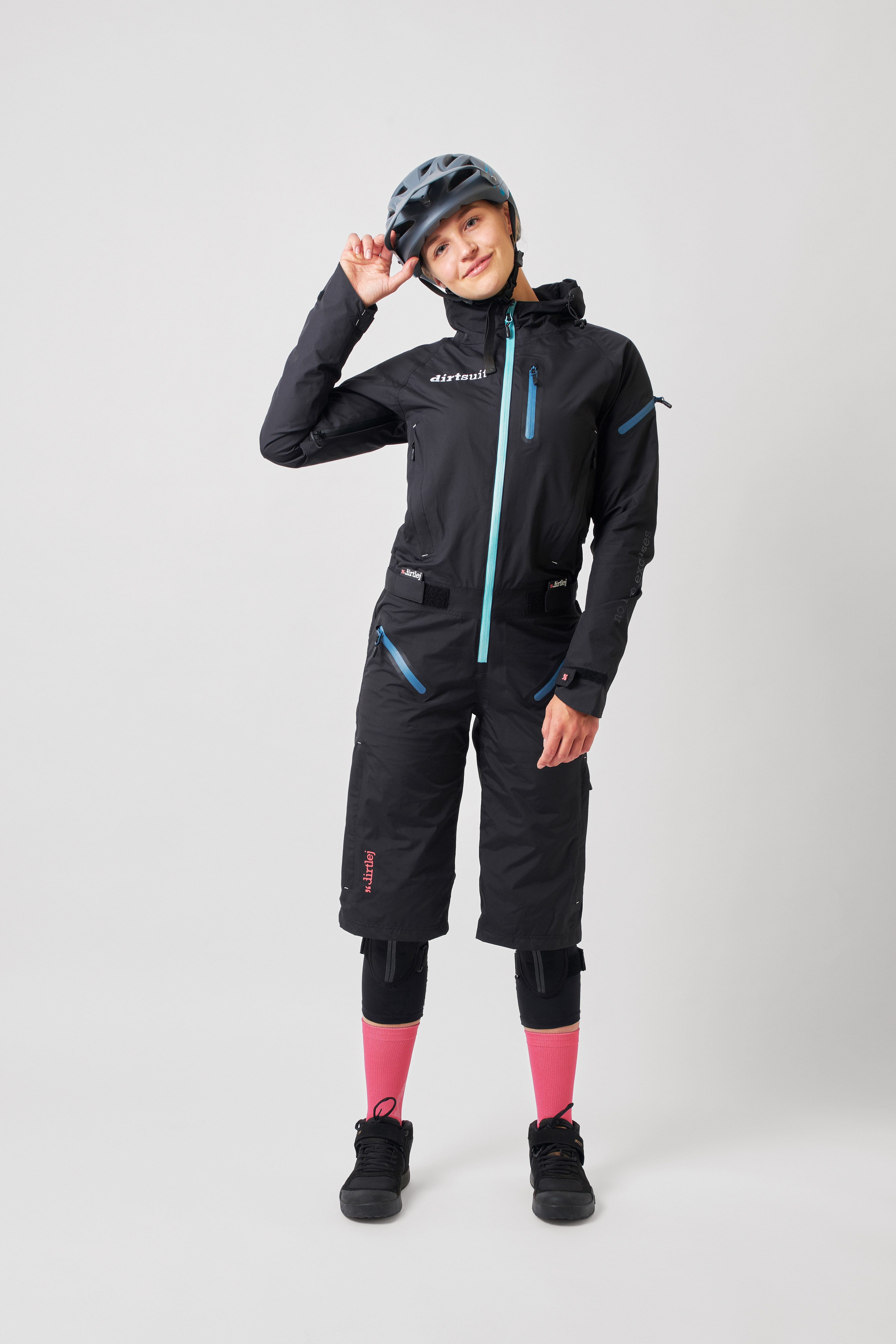 Dirtlej Regenoverall dirtsuit pro edition ladies black/mint kurze Beine