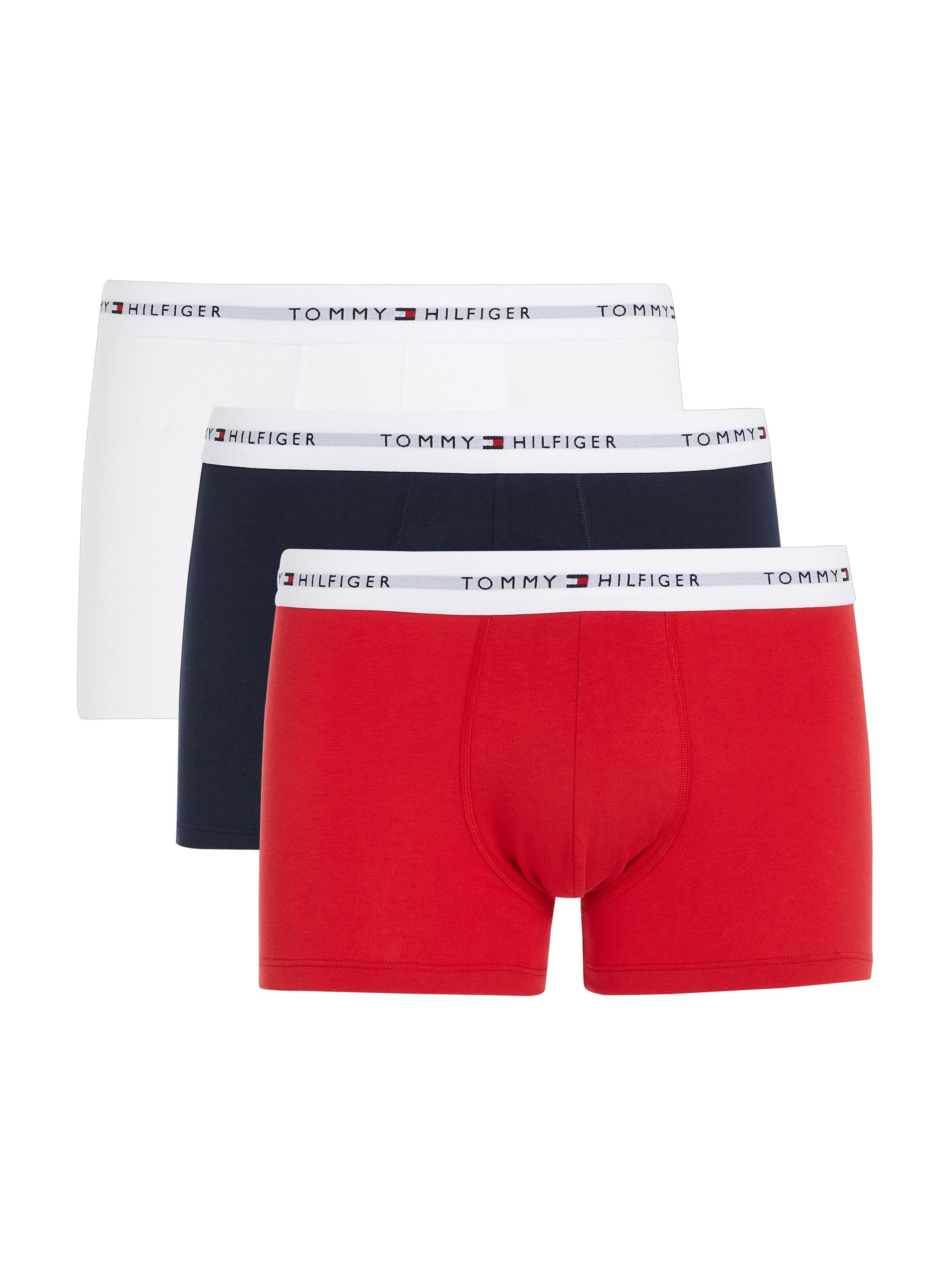 Tommy Hilfiger Underwear Trunk 3P TRUNK (Packung, 3-St., 3er-Pack) mit Logo-Elastikbund Desert-Sky/White/Primary-Red-(dunkelblau)