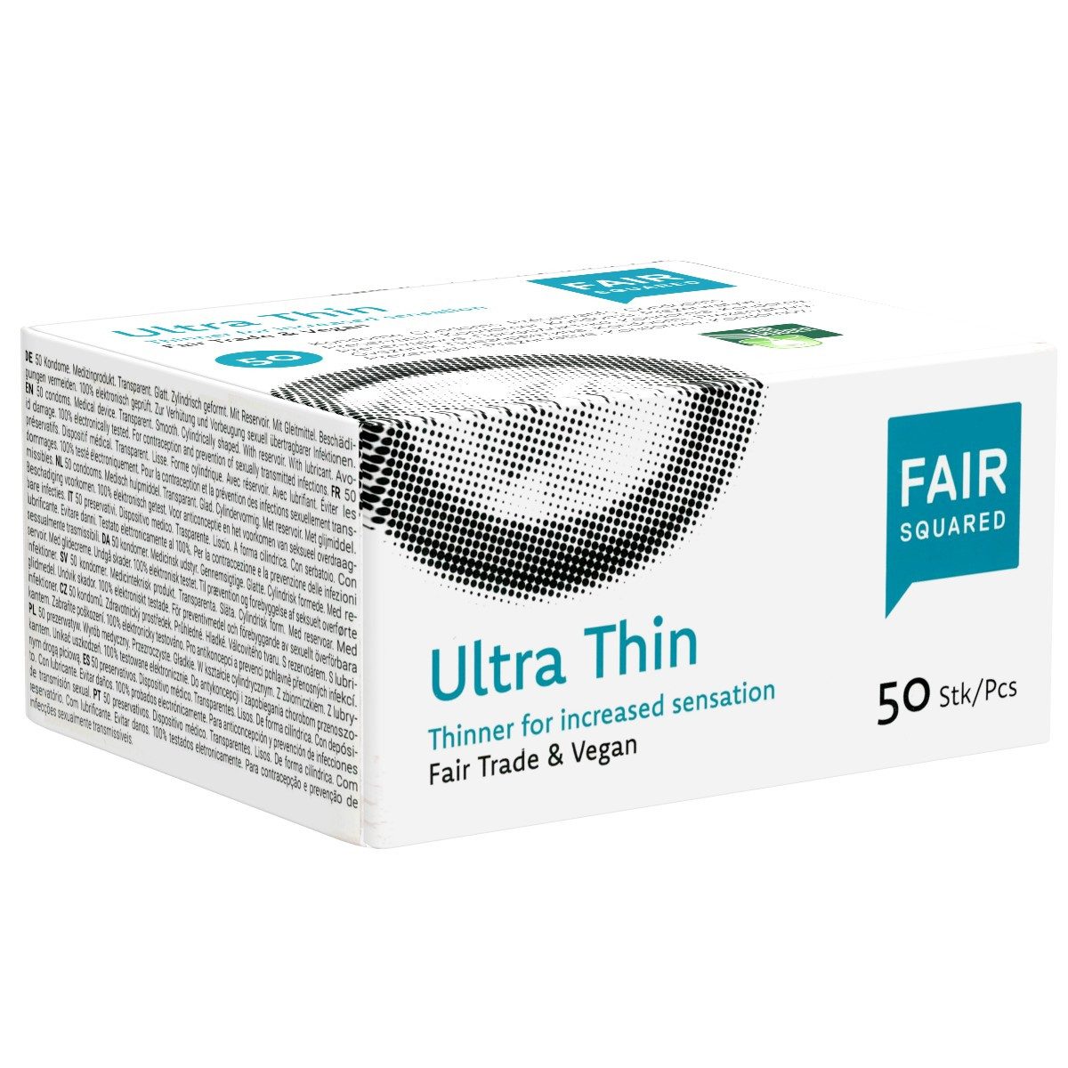 Fair Squared Kondome Ultra Thin Packung mit, 50 St., vegane und gefühlsechte Fair-Rubber-Kondome