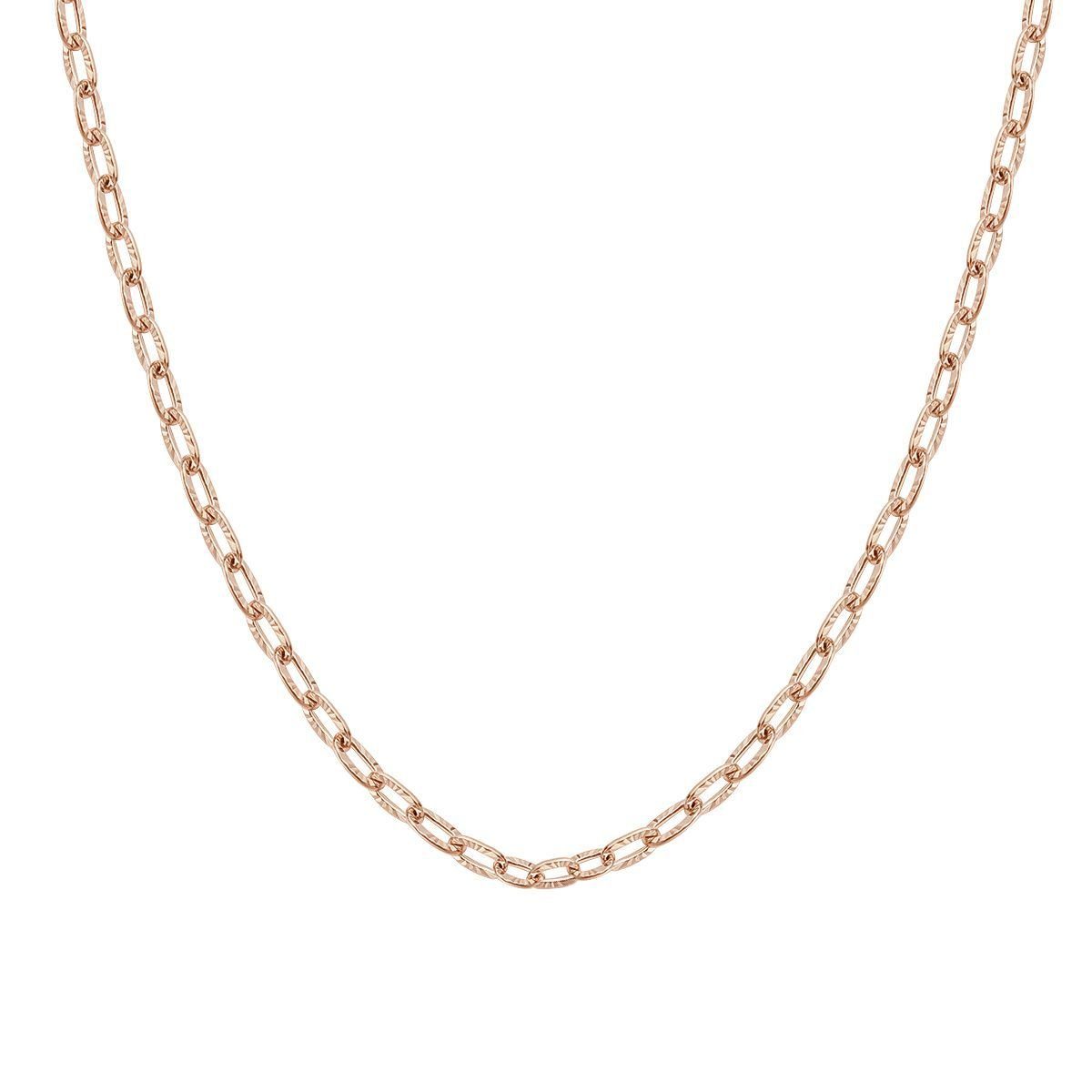 Hey Happiness Statementkette Damen Glieder Strukturiert, 18K Roségold vergoldet, Edelstahl Kette Chunky, wasserfest