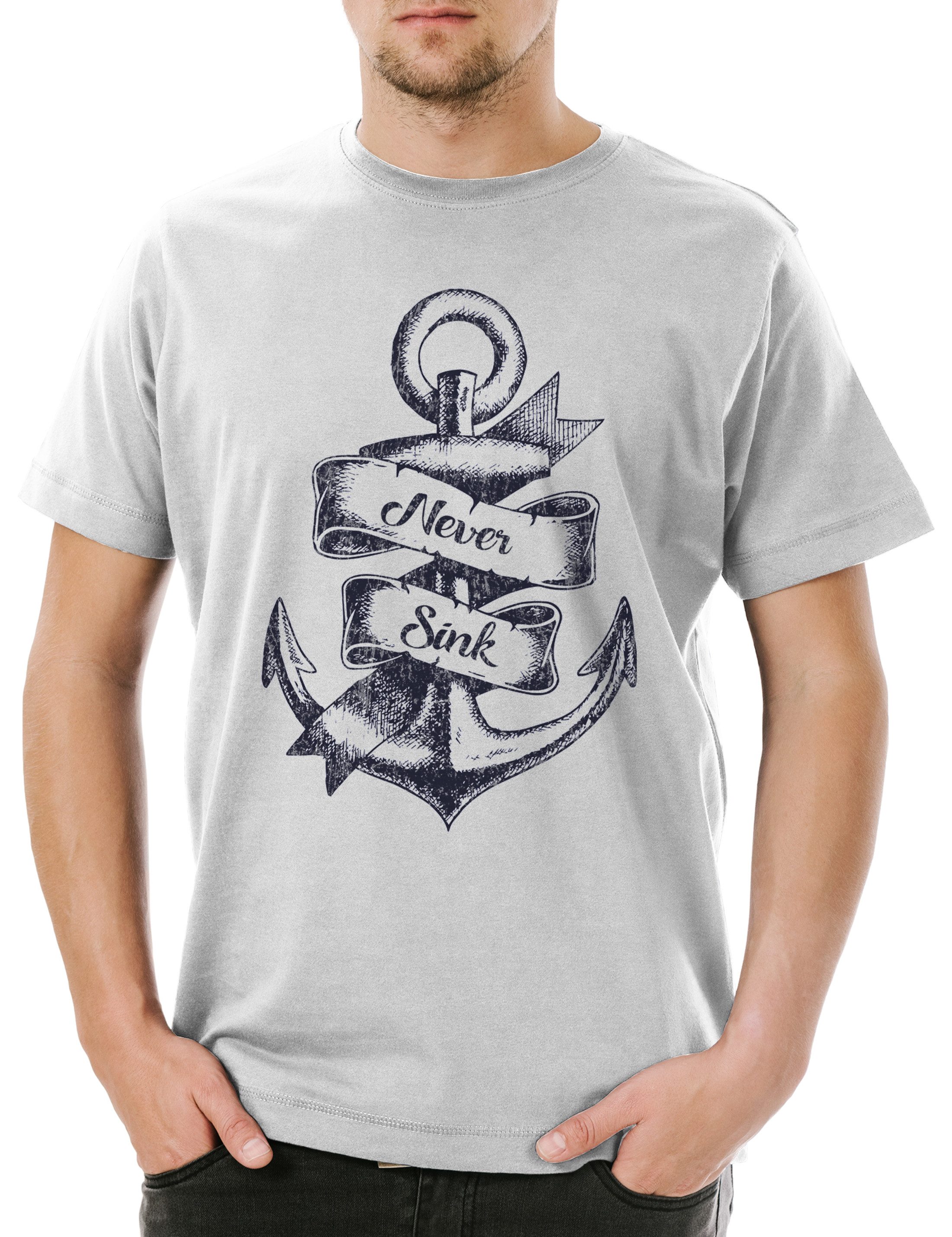 Print-Shirt Anchor IV Never Sink Herren T-Shirt Sailor Anker Tattoo Oldschool