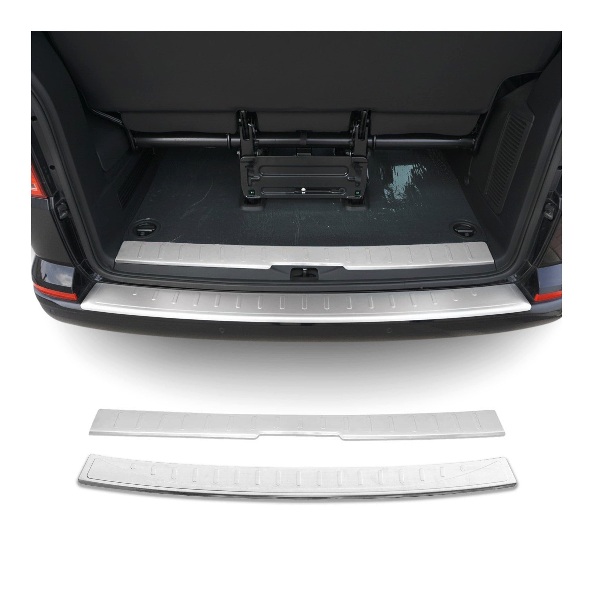 OMAC Zierleisten-Aufkleber Ladekantenschutz & Stoßstange für VW T6 T6.1 alle 2015-2024 Chrom, (2tlg), Langlebig,Einfache Reinigung,Einfache Installation,Rostbeständig