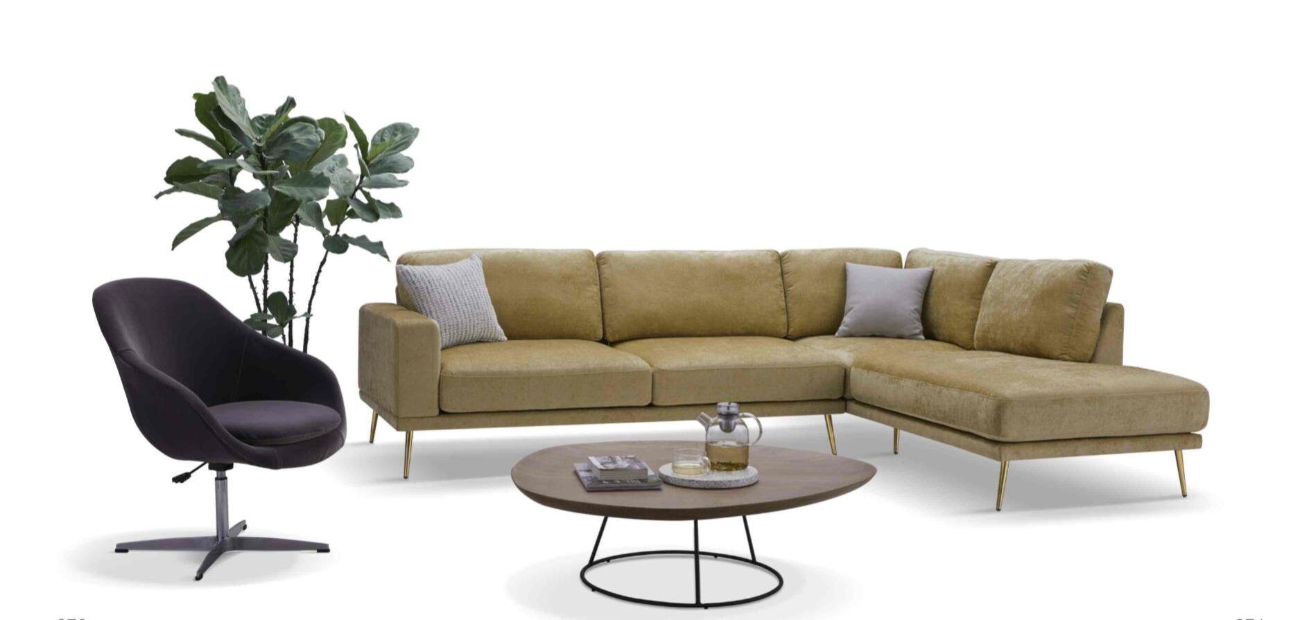 JVmoebel Ecksofa, Design Stoff Ecksofa L-Form Sofa Couch Design Polster Textil Modern Beige