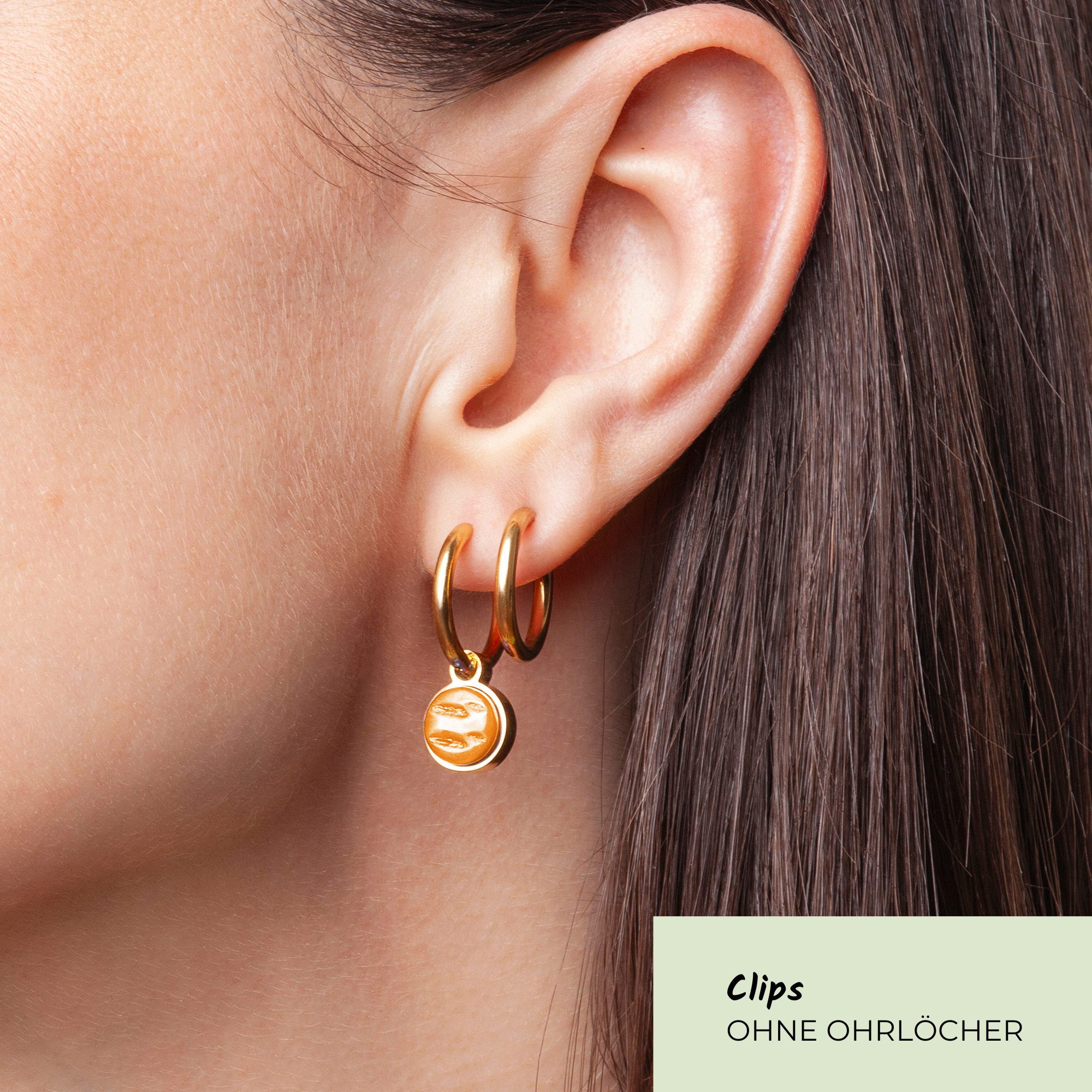 ALEXASCHA Paar Ohrclips Clip Creolen mit Einhänger • Mix & Match Ohrringe ohne Ohrloch • 18mm