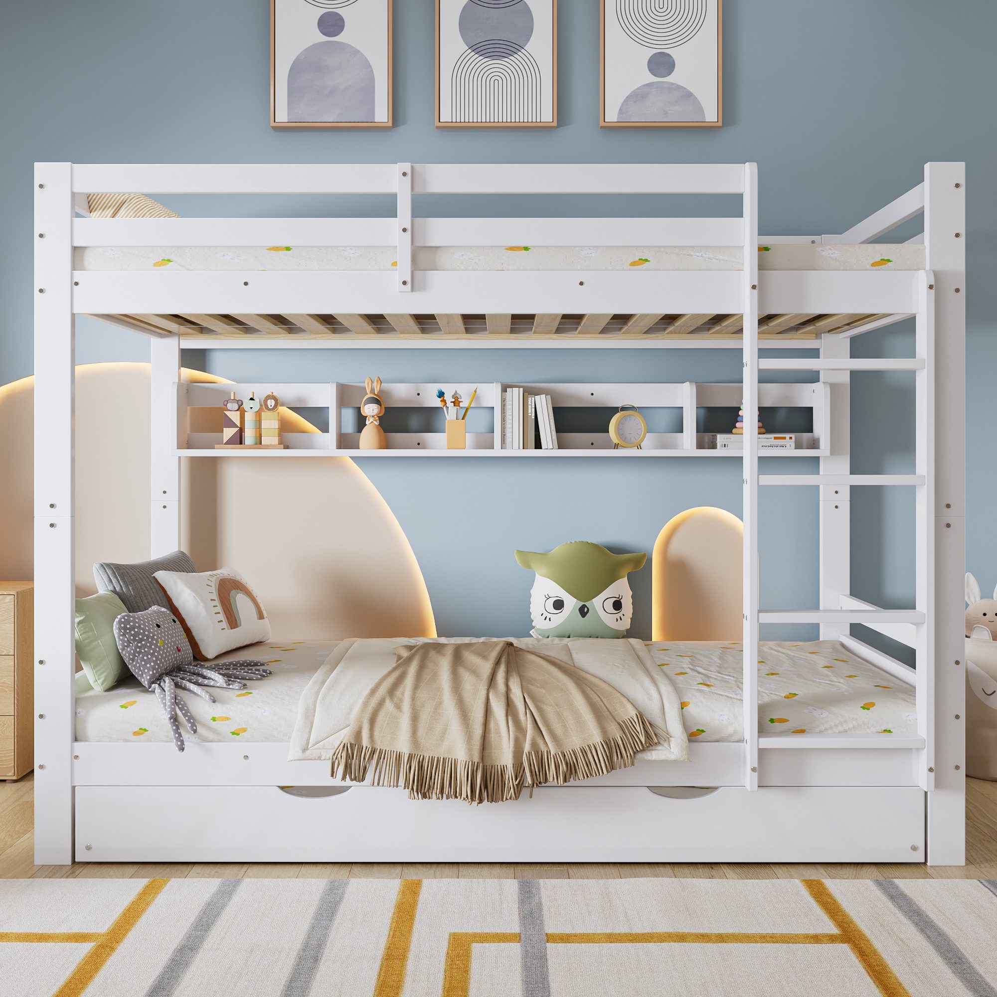 Merax Etagenbett 90x200cm mit Ausziehbett 90x190cm günstig online kaufen
