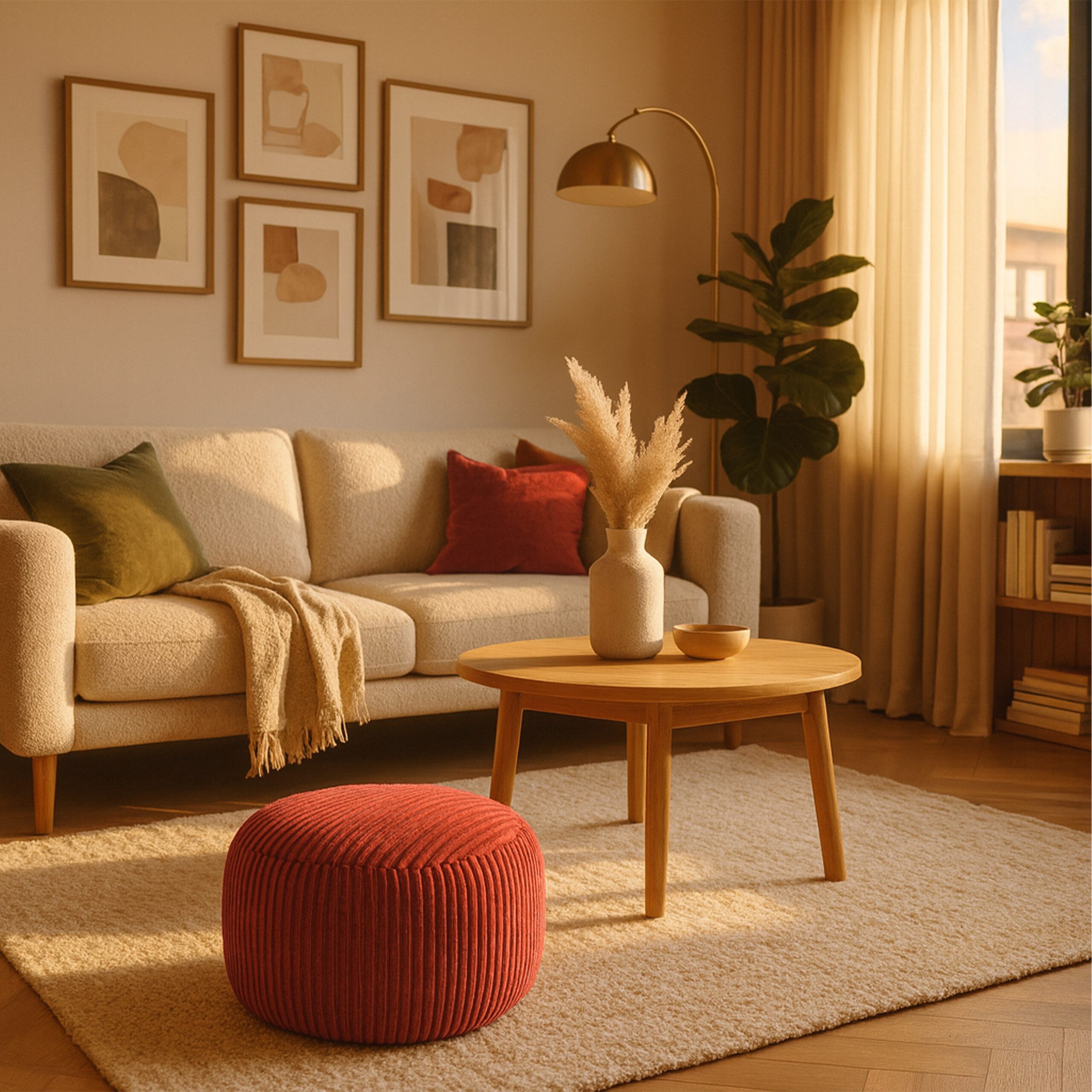 relaxdays Pouf mit Cordbezug, Rost