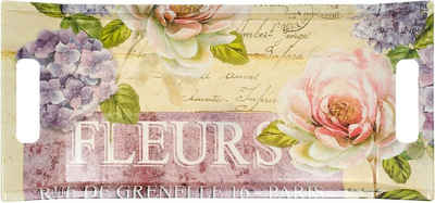 Lashuma Tablett »Edelrose«, Melamin, (1-tlg), Landhaus Gartentablett rosa gelb 41x19 cm