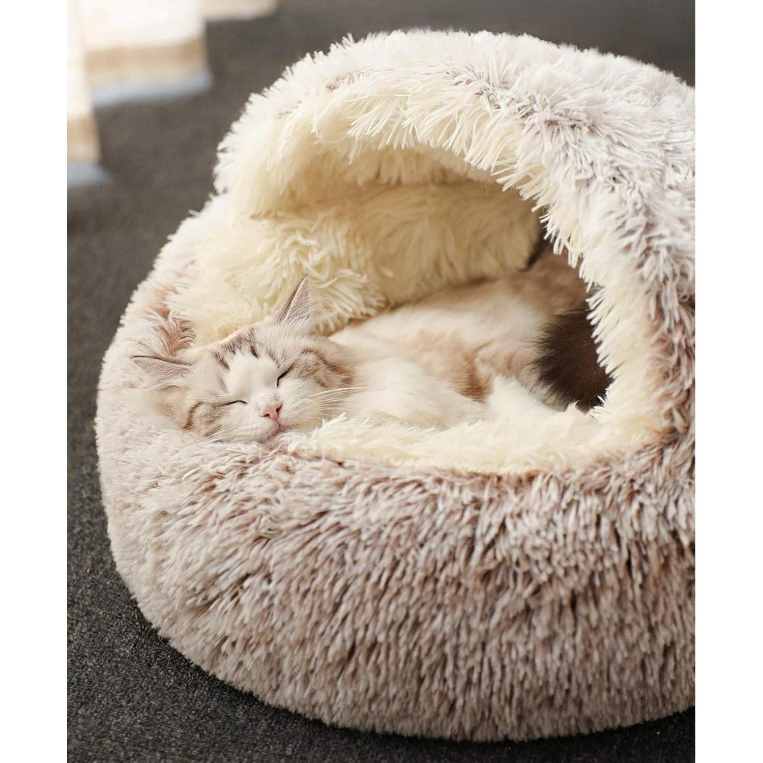 LuxusKollektion Katzenliege Katzenbett Höhle Plüsch Kaffeefarbe