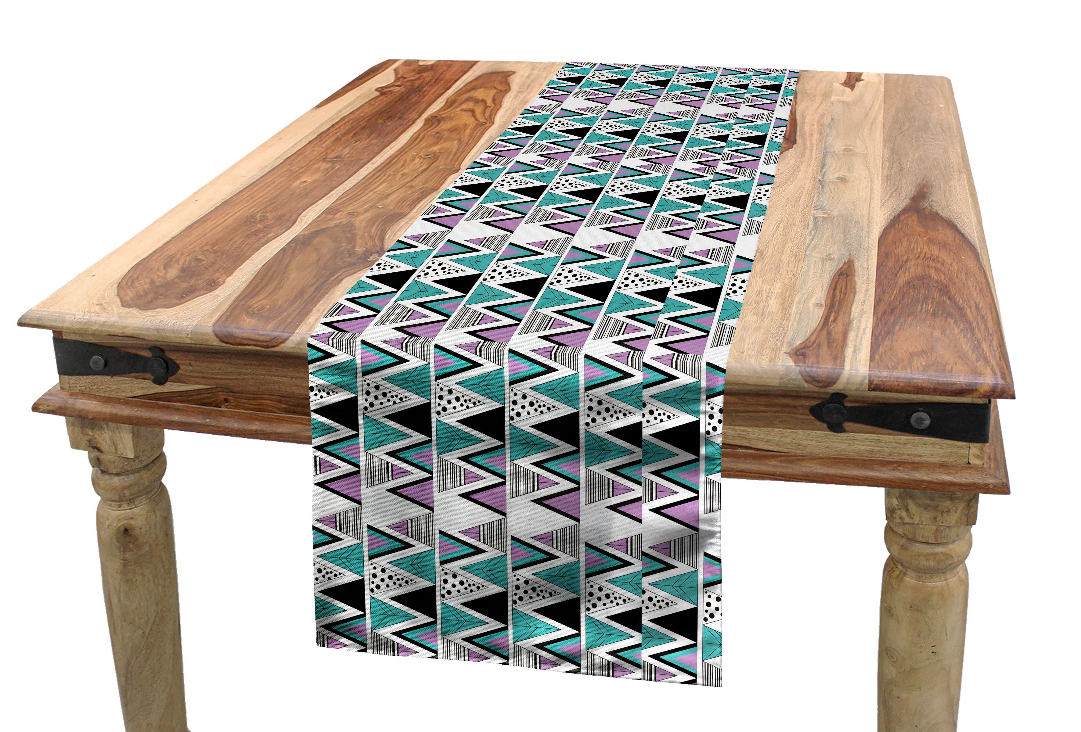 Abakuhaus Tischläufer Esszimmer Küche Rechteckiger Dekorativer Tischläufer, Geometrisch 80er Memphis Zigzag