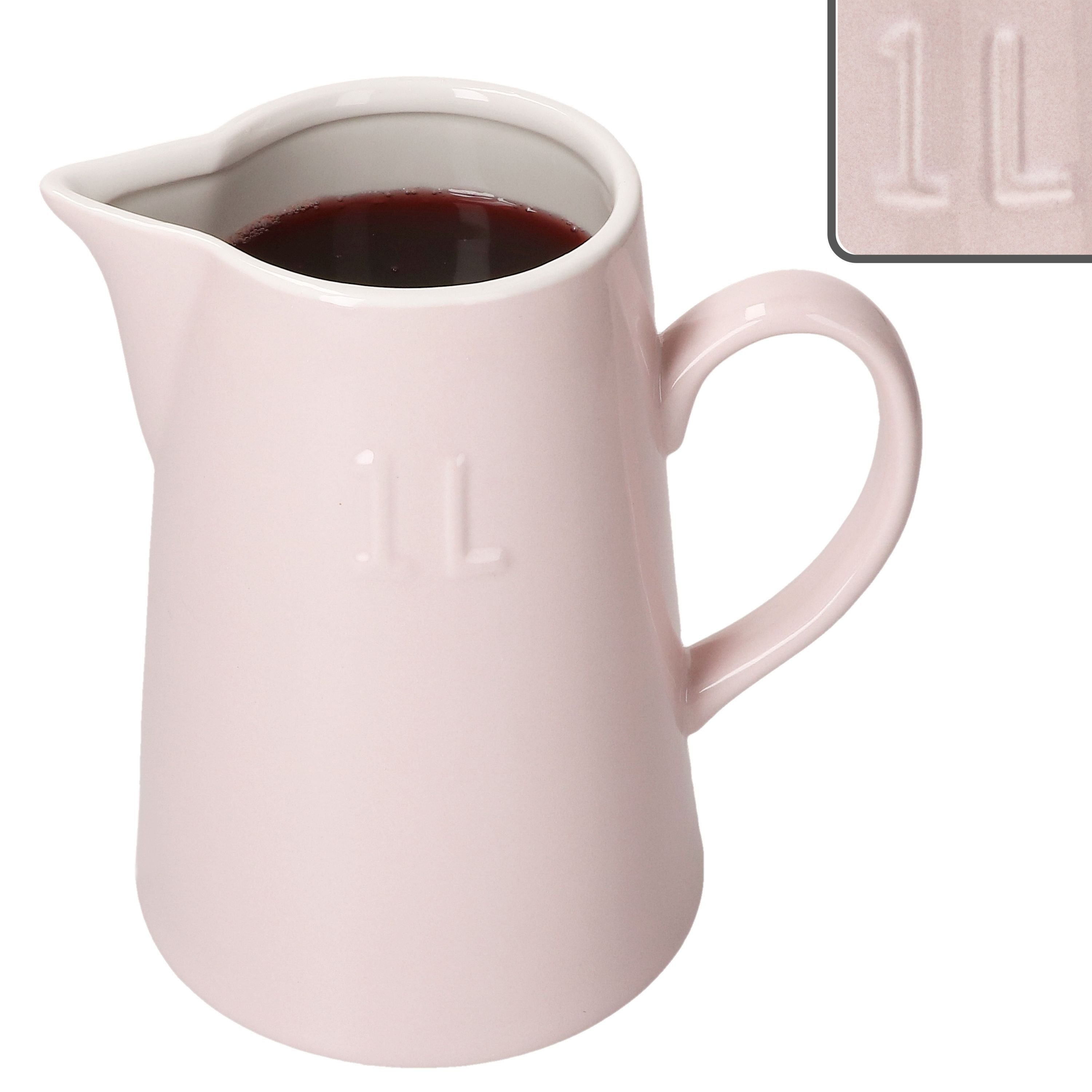 MamboCat Milchkanne MamboCat Krug Emilia Rosa 1L Steingut rosa-creme Milch-Kanne Karaffe