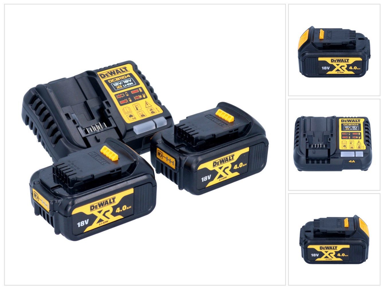 DeWalt DCB 1104 M2 Akku Starter Set 12 V / 18 V 2x Akku 4,0 Ah + DCB 1104 Schnelllade-Gerät