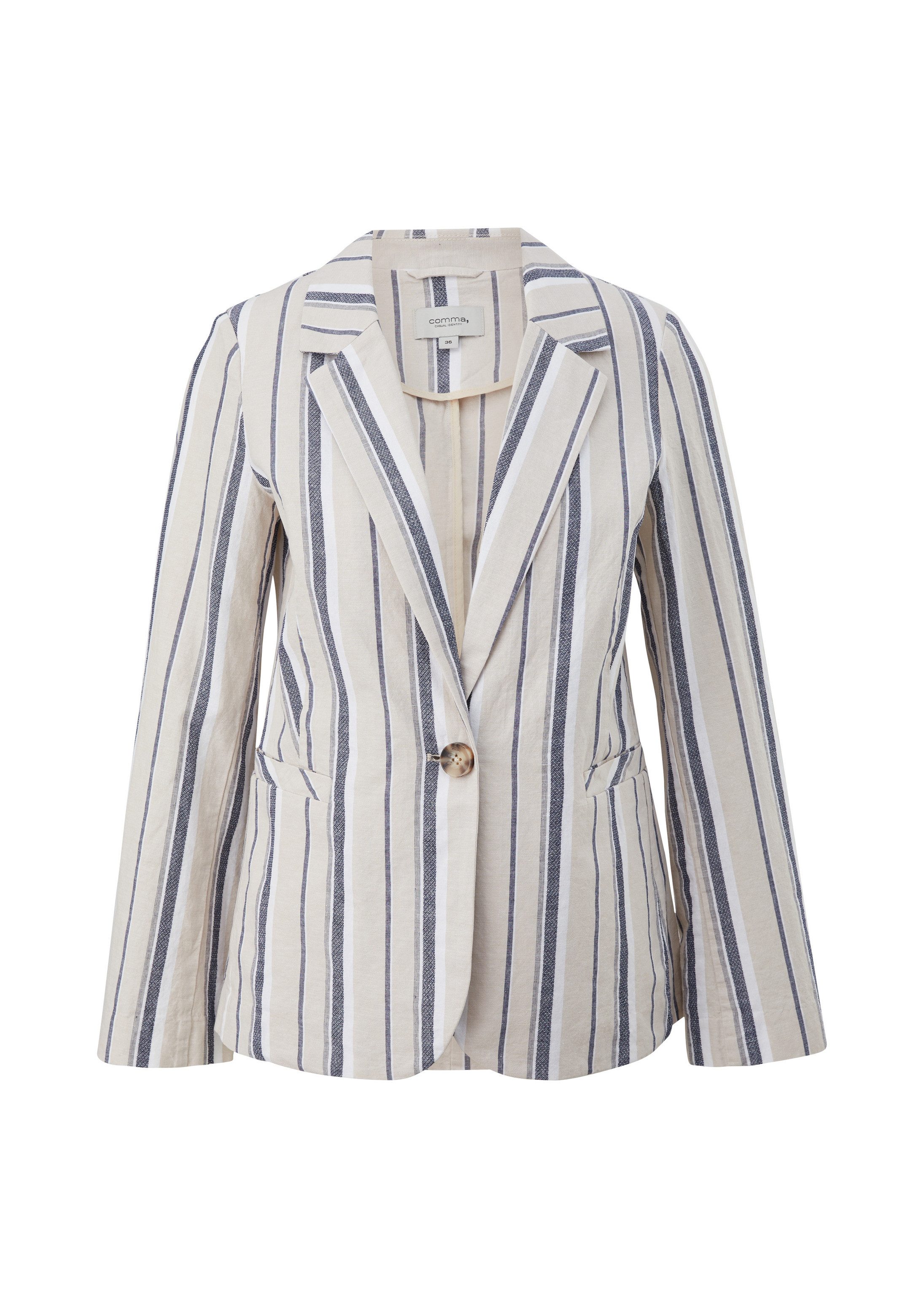 comma Funktionsjacke Indoor-Jacke Leinenmix-Blazer mit Streifen