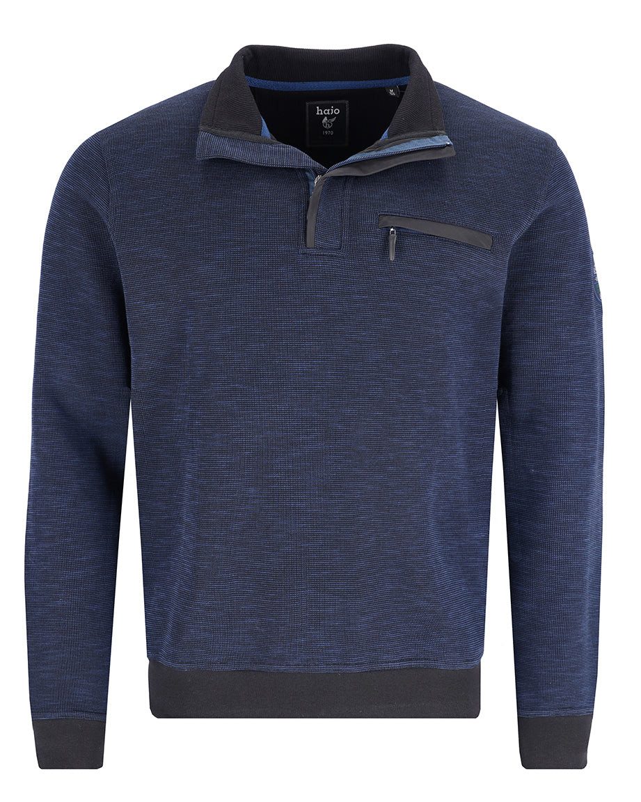 Hajo Sweatshirt Troyer-Sweatshirt in Flammengarn allover