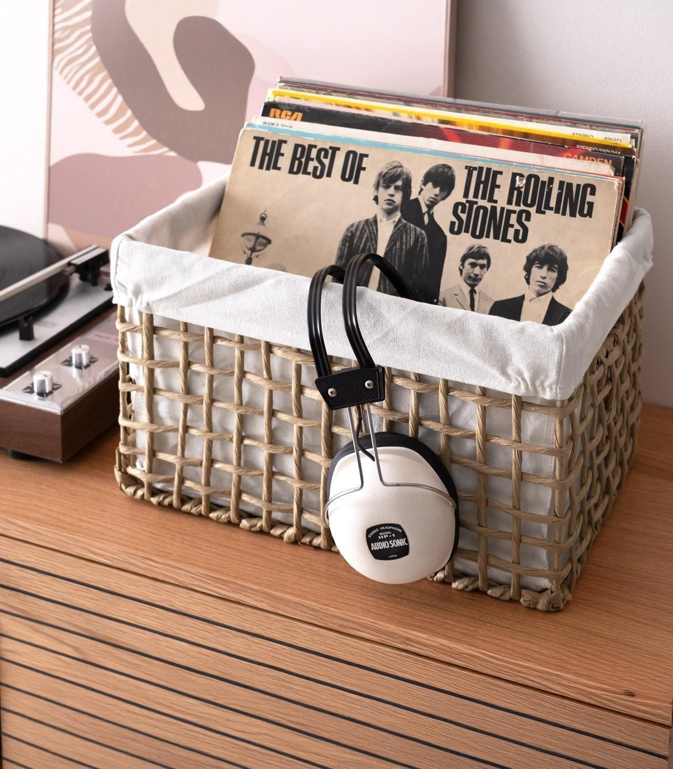 Home4You Aufbewahrungskorb, Beige, Braun, Drahtgestell, Papierumwicklung, (4 St), Einlage aus Stoff, B 40 x H 30 x T 25 cm