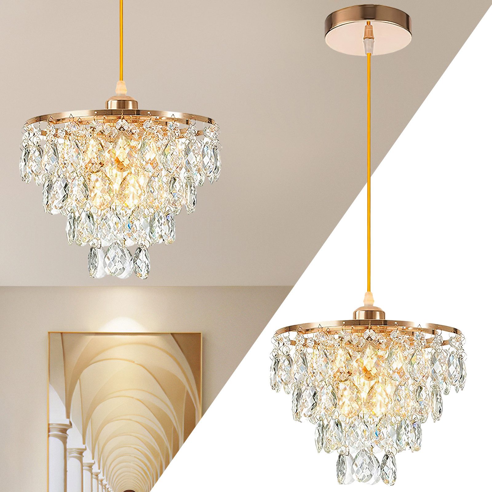 BlingBin LED Kronleuchter Kristall Deckenleuchte Gold günstig online kaufen