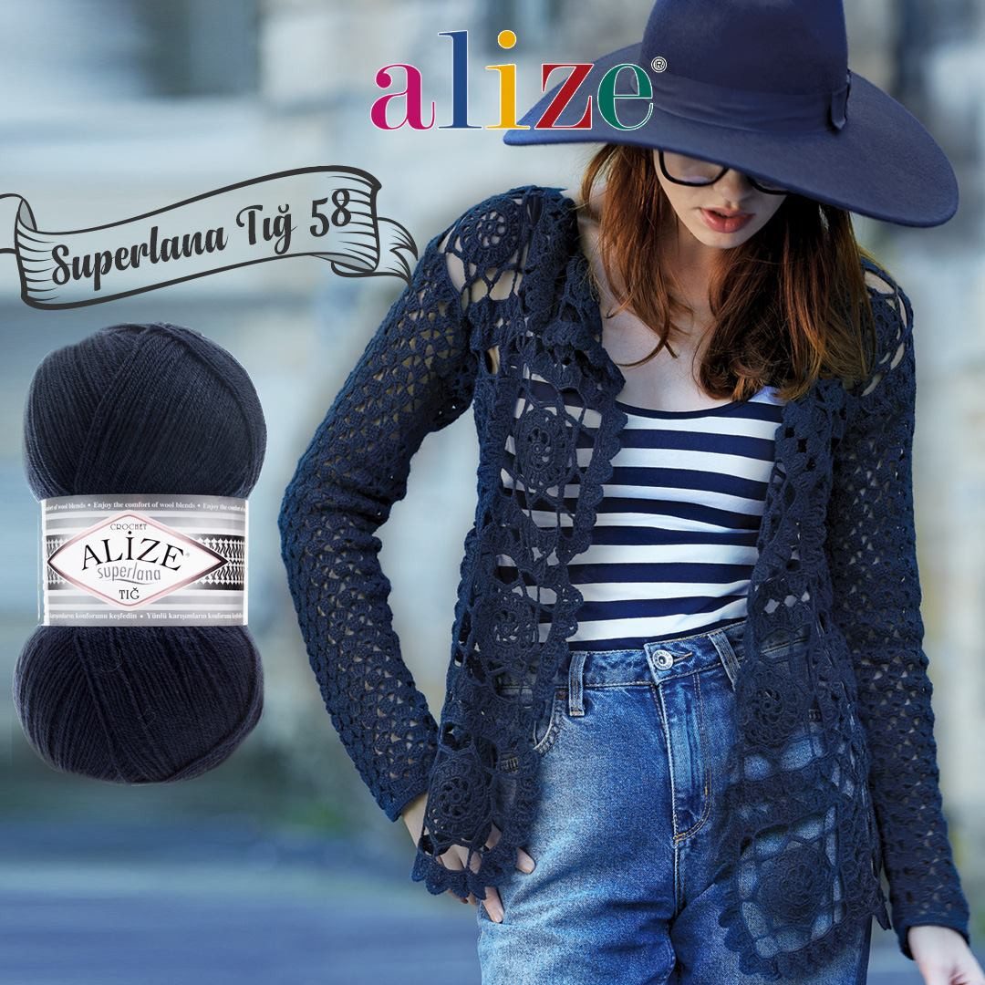 Alize 5 x ALIZE Superlana Tig Häkelwolle, 570 m, Handstrickgarn, Fein,Häkeln,Stricken