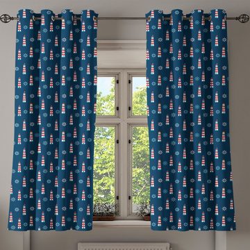 Gardine Dekorative 2-Panel-Fenstervorhänge für Schlafzimmer Wohnzimmer, Abakuhaus, Leuchtturm Abstrakt Aqua Entwurf