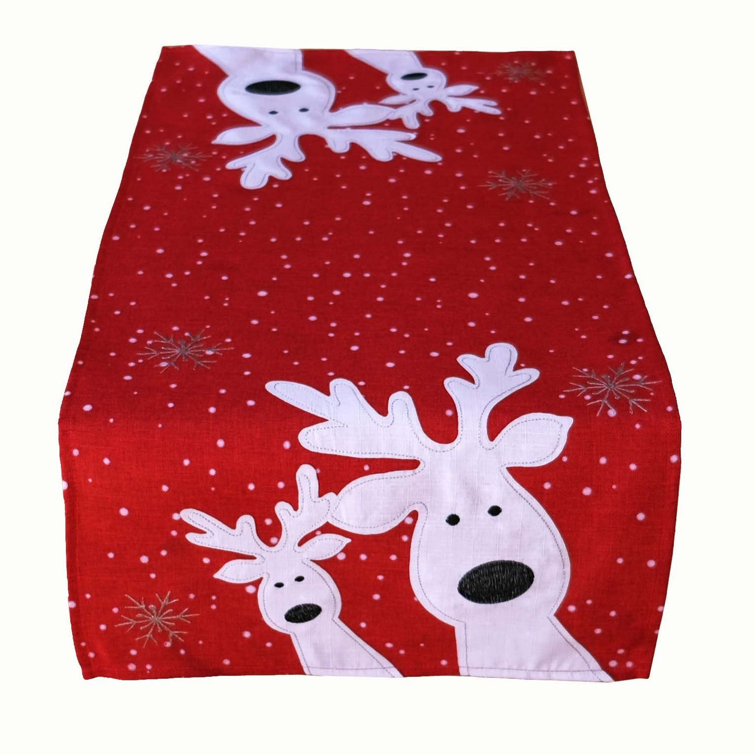 Tischdecke Tischläufer Stickerei lustiger Elch Winter Weihnachten Deko