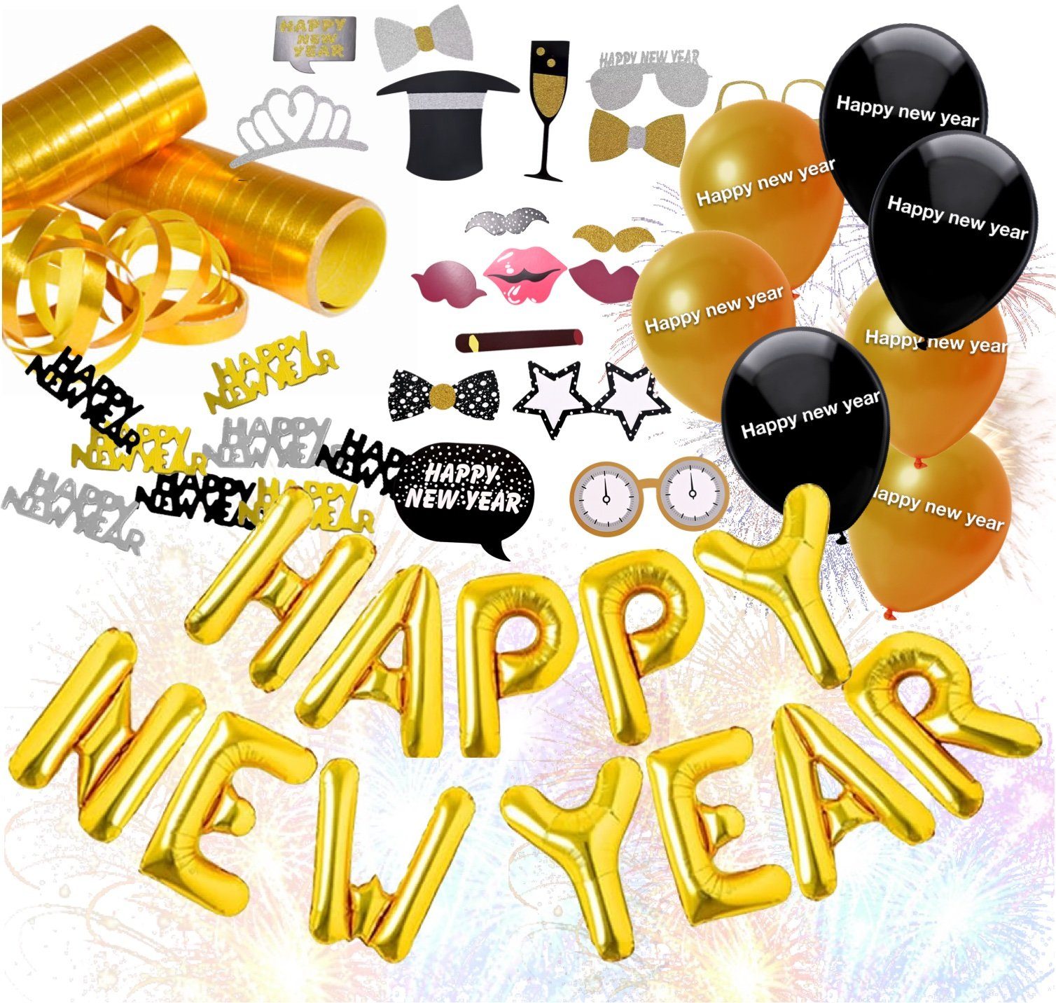 Dekotalent® Hängedekoration XXL Silvester Deko 2024 Set - Happy New Year - Neujahrsdeko (1 St)