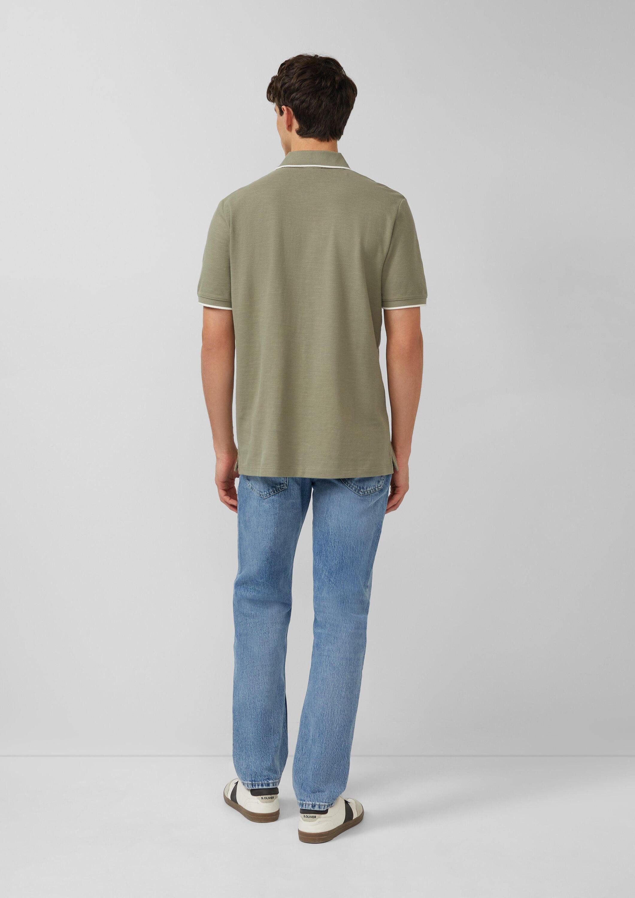 s.Oliver Kurzarmshirt Polo-Shirt Poloshirt aus Flammgarn-Piqué mit Kontrastabschlüssen