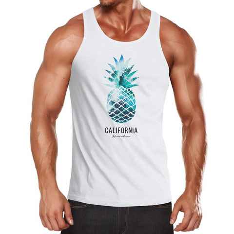 Neverless Tanktop Herren Tank-Top Ananas Galaxy Galaxie Wasser Ozean Muskelshirt Muscle Shirt Neverless® mit Print