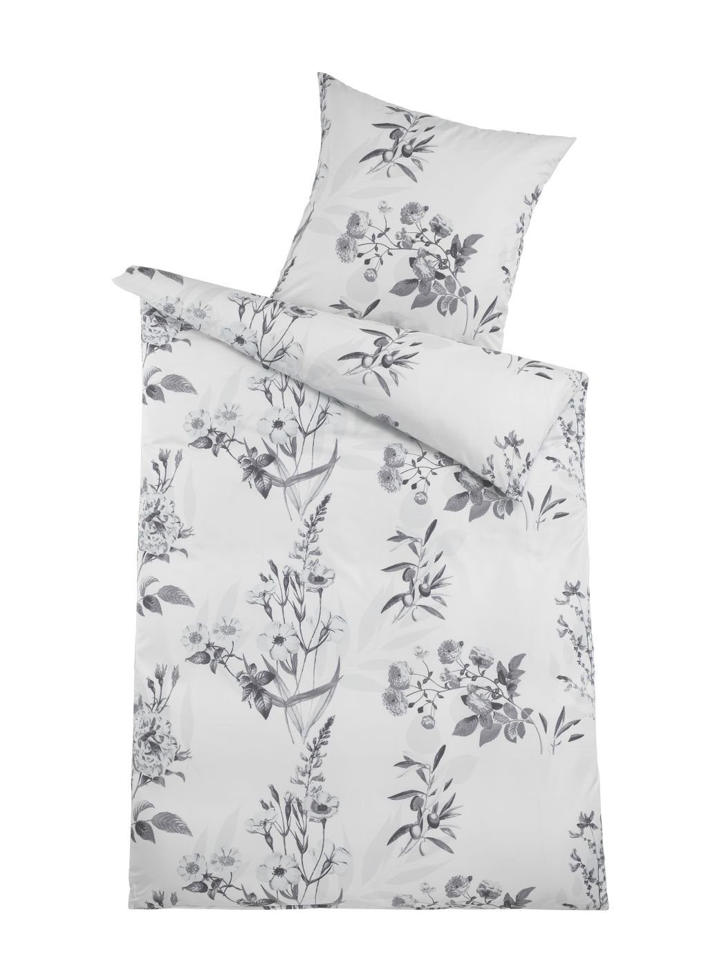 Optidream Bettwäsche Premium Mako-Satin 135x200cm 80x80cm Floral Design gra günstig online kaufen