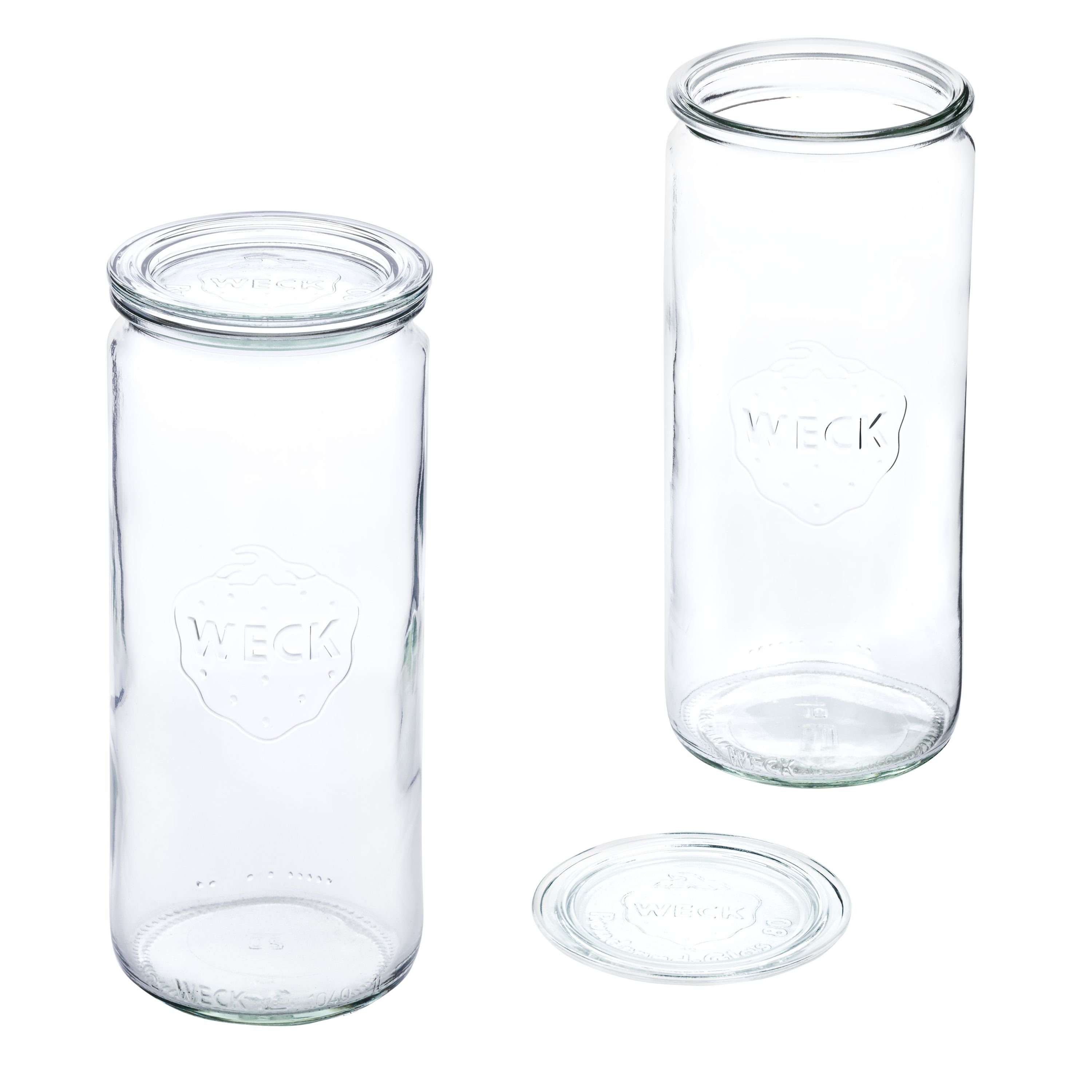 Glas MamboCat 1040ml + Weck Einmachglas Einkochringe Deckel Set Gläser Zylinderglas 8er Klammer,
