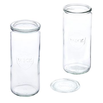 MamboCat Einmachglas 8er Set Weck Gläser 1040ml Zylinderglas + Deckel Einkochringe Klammer, Glas