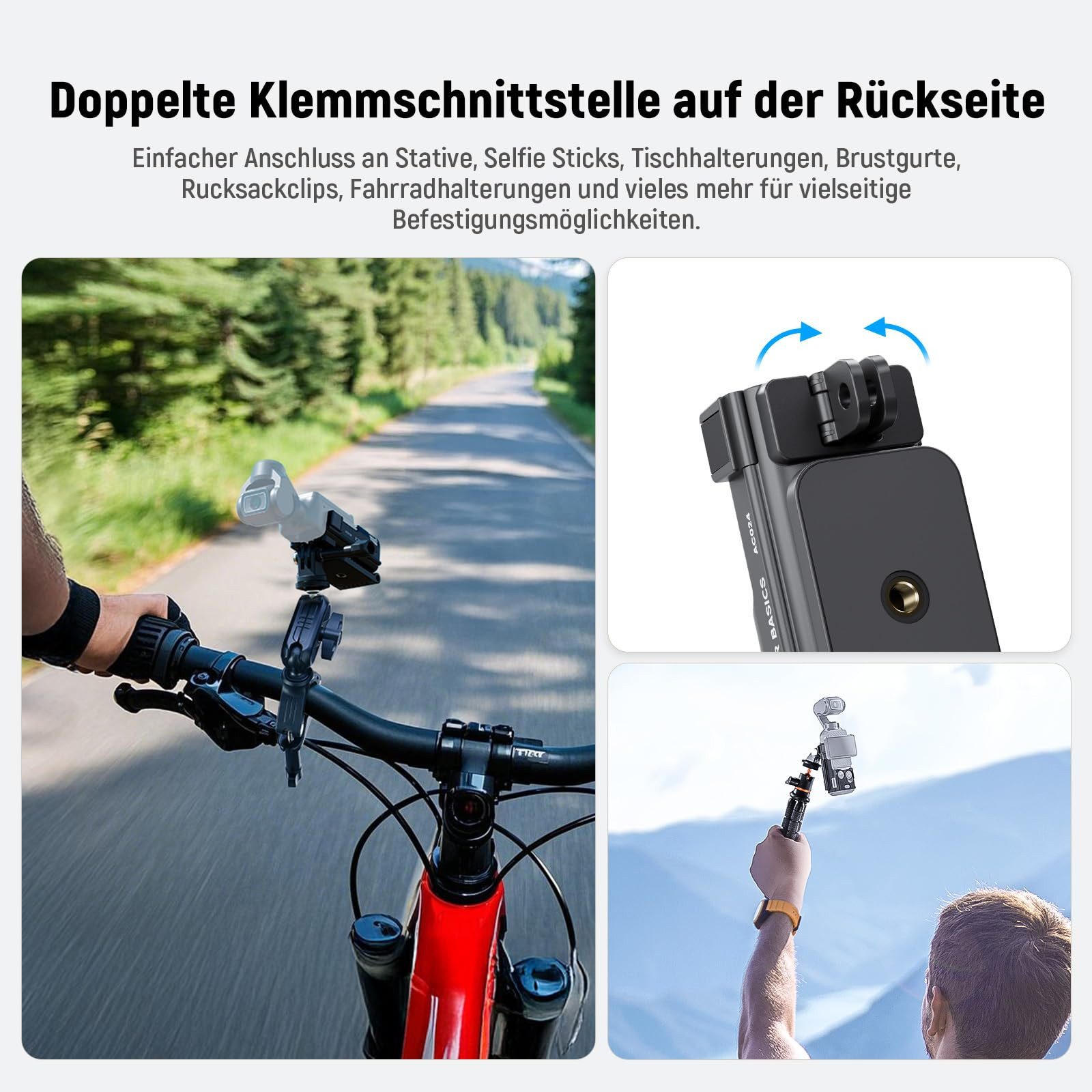 Neewer Action Cam-Halterung AC024 Magnetischer Halterung Ständer für DJI Osmo Pocket 3, (1-tlg., Creator Combo Zubehör Erweiterungsadapter, für Akkugriff M21 Li – Bild 4 von 5