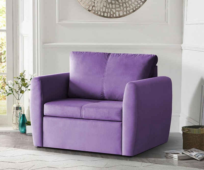 Beautysofa Relaxsessel »KAMEL« (im modernes Design), Sessel mit Bettkasten und Schlaffunktion, Polstersessel aus Velours