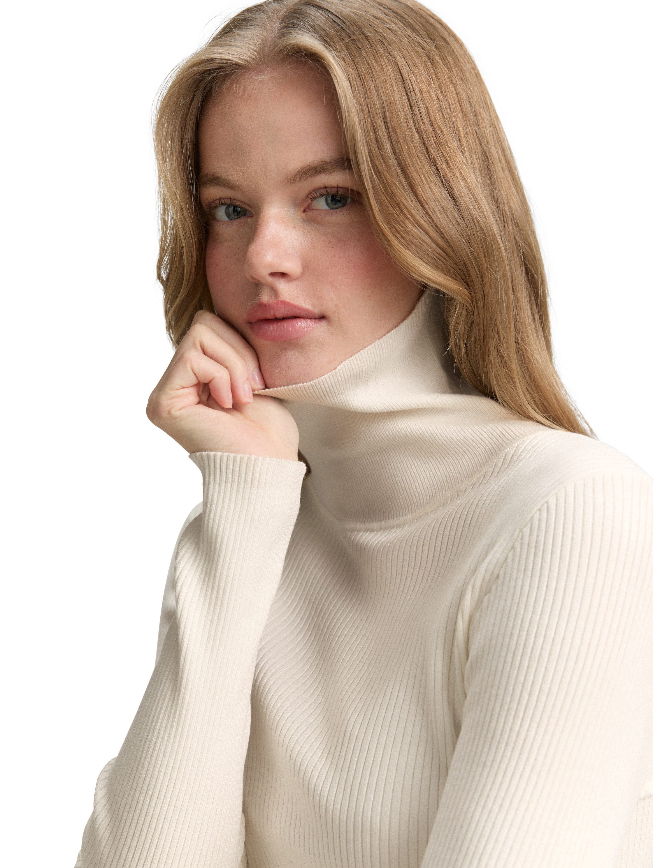 TOM TAILOR Denim Rollkragenpullover in Strick-Optik