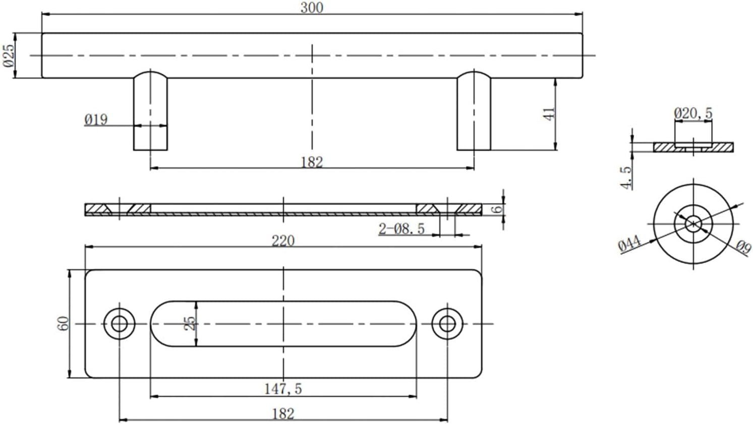 ATTAS Türgriff Schiebetür Stahl Schwarz, Scheunentor Griff für Innen & Außen, Schiebetürgriff außen