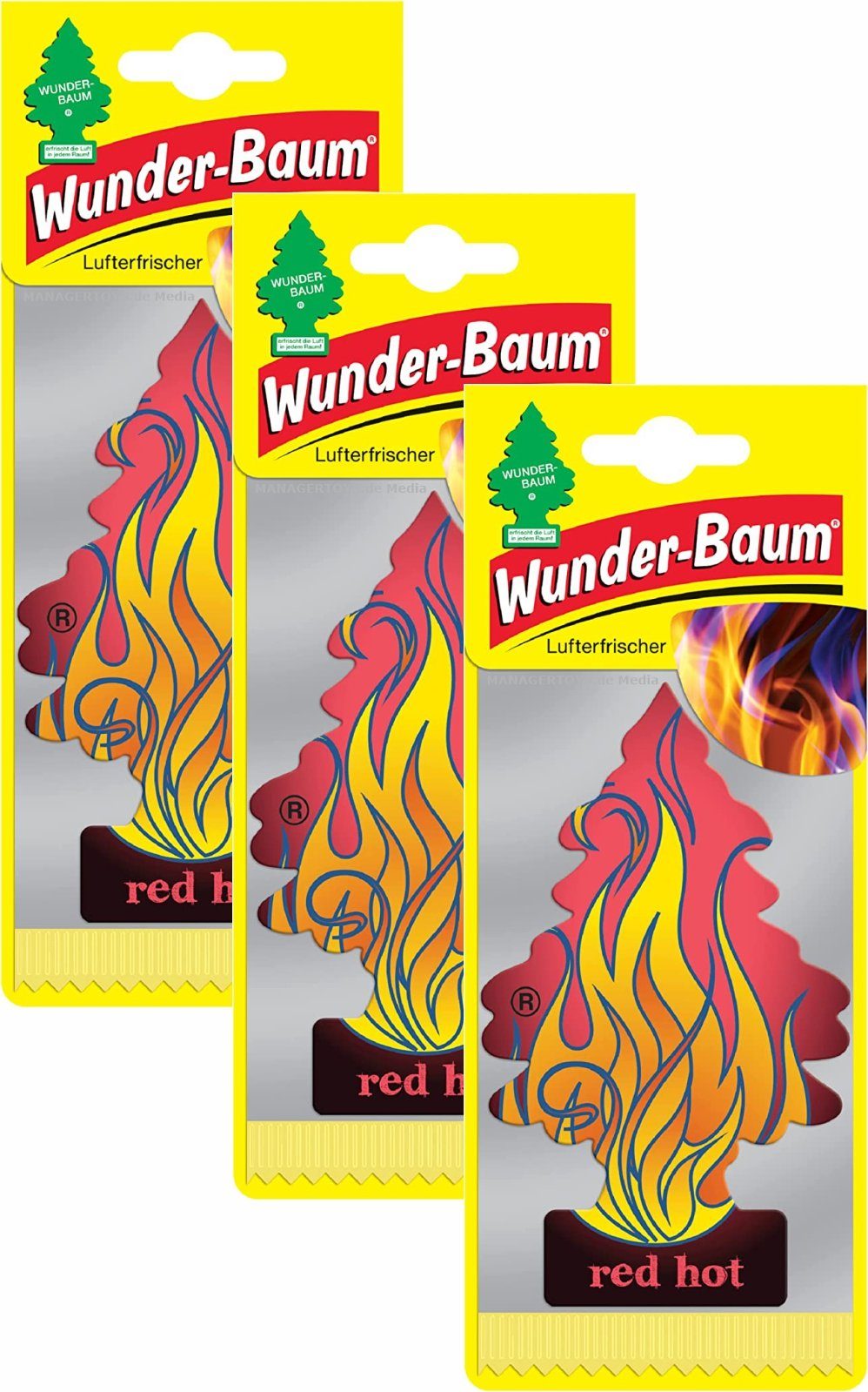 Kunstbaum Red Hot 3er Duftbäumchen Wunderbaum 3 Set Lufterfrischer