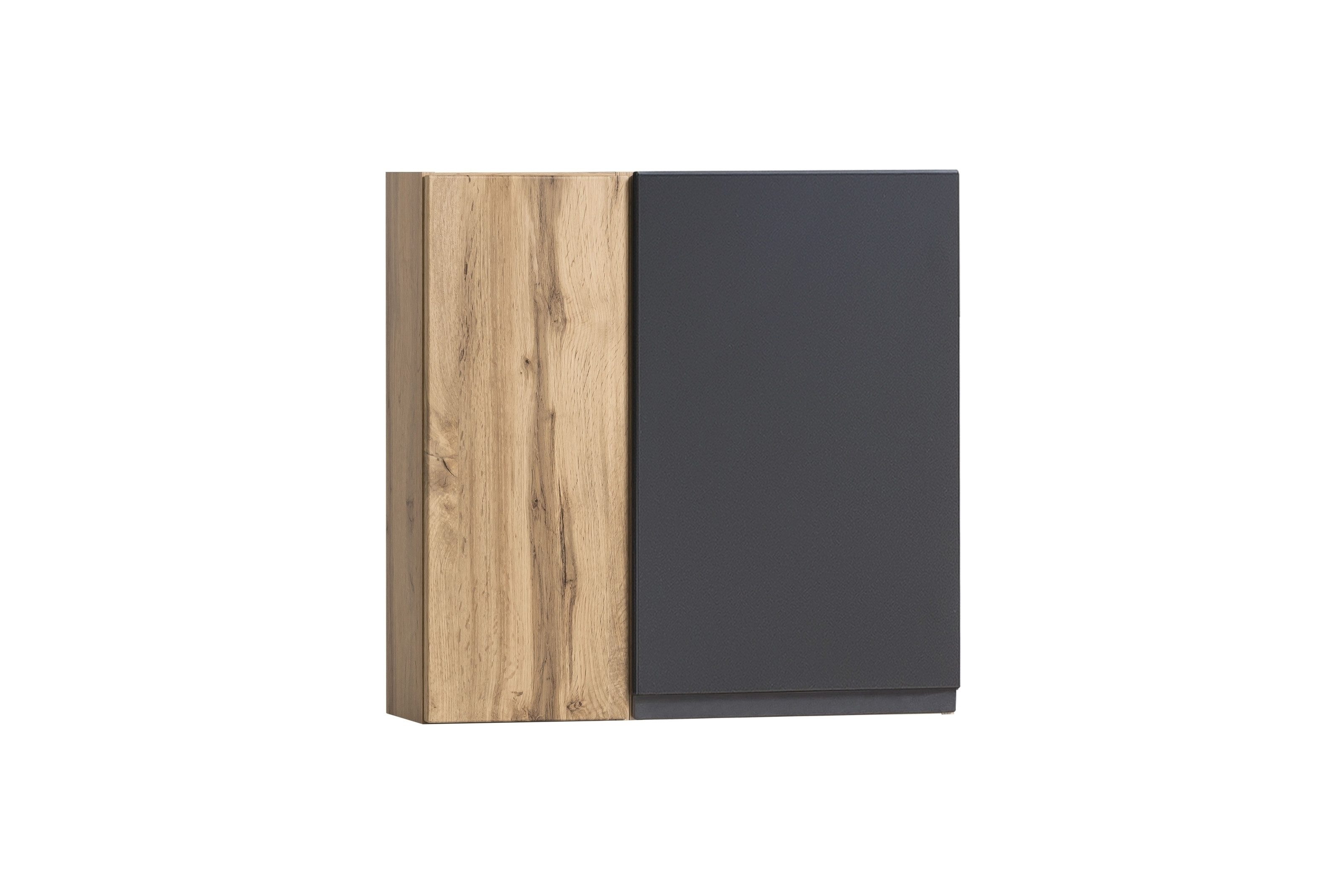 HELD MÖBEL Hängeschrank in grau, Wotaneiche, MDF - 65x64x20cm (BxHxT)