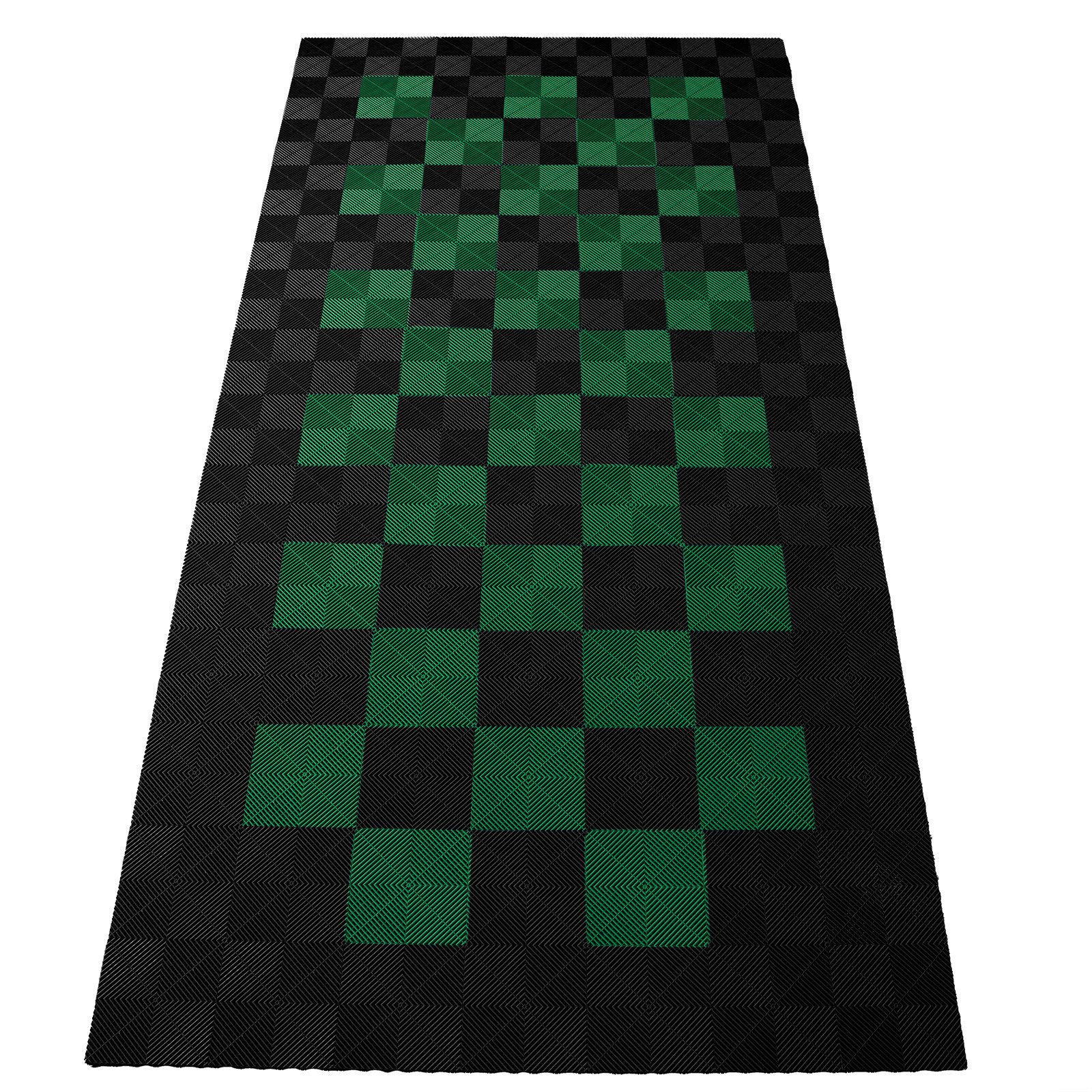 RAMROXX Klickfliesen Performance Bodenfliesen Garagenboden 2,8mx5,6m Schwarz Grün Set2