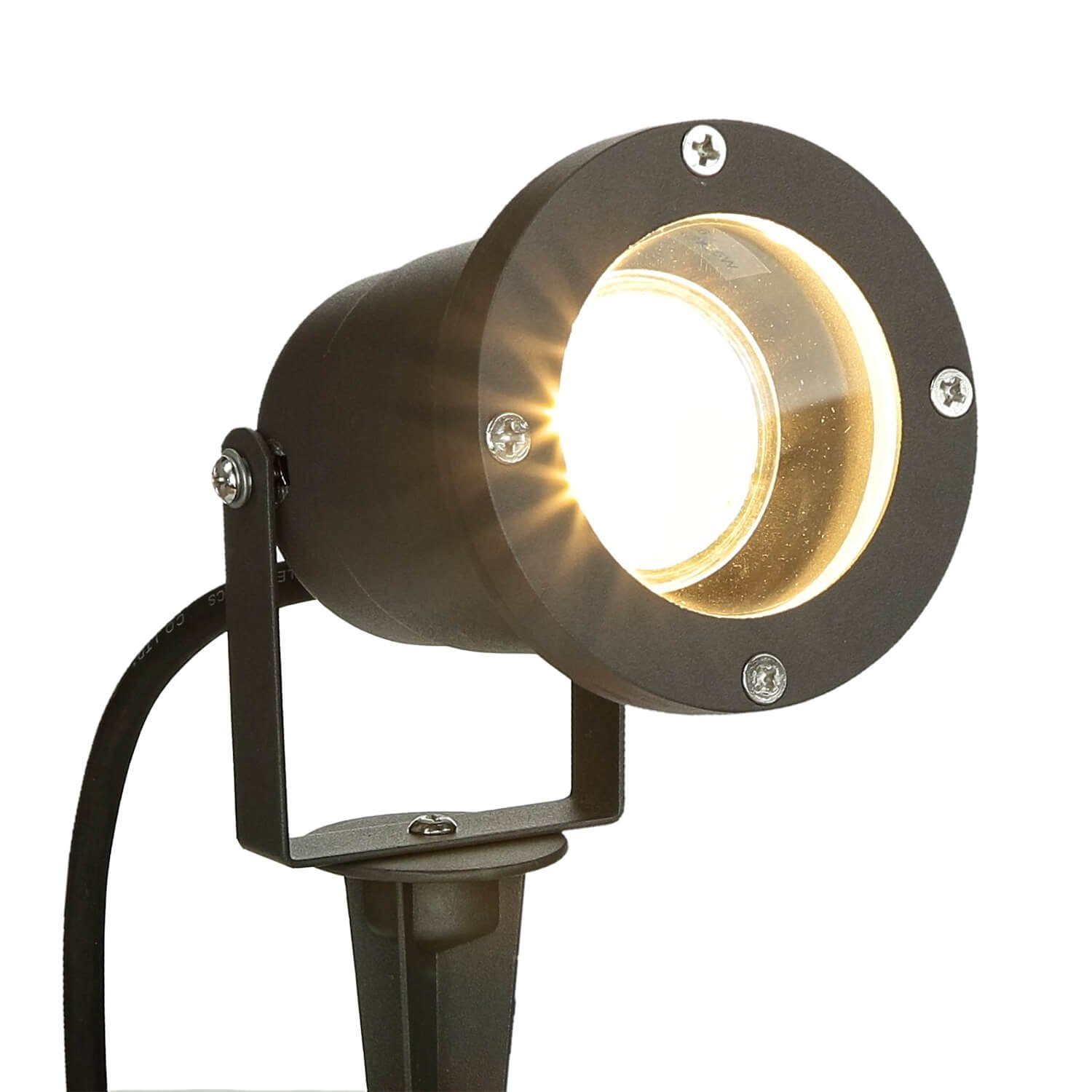 Licht-Erlebnisse Außen-Stehlampe PRESTON, ohne Leuchtmittel, Wegeleuchte Erdspieß GU10 IP44 Garten Anthrazit Aluminium