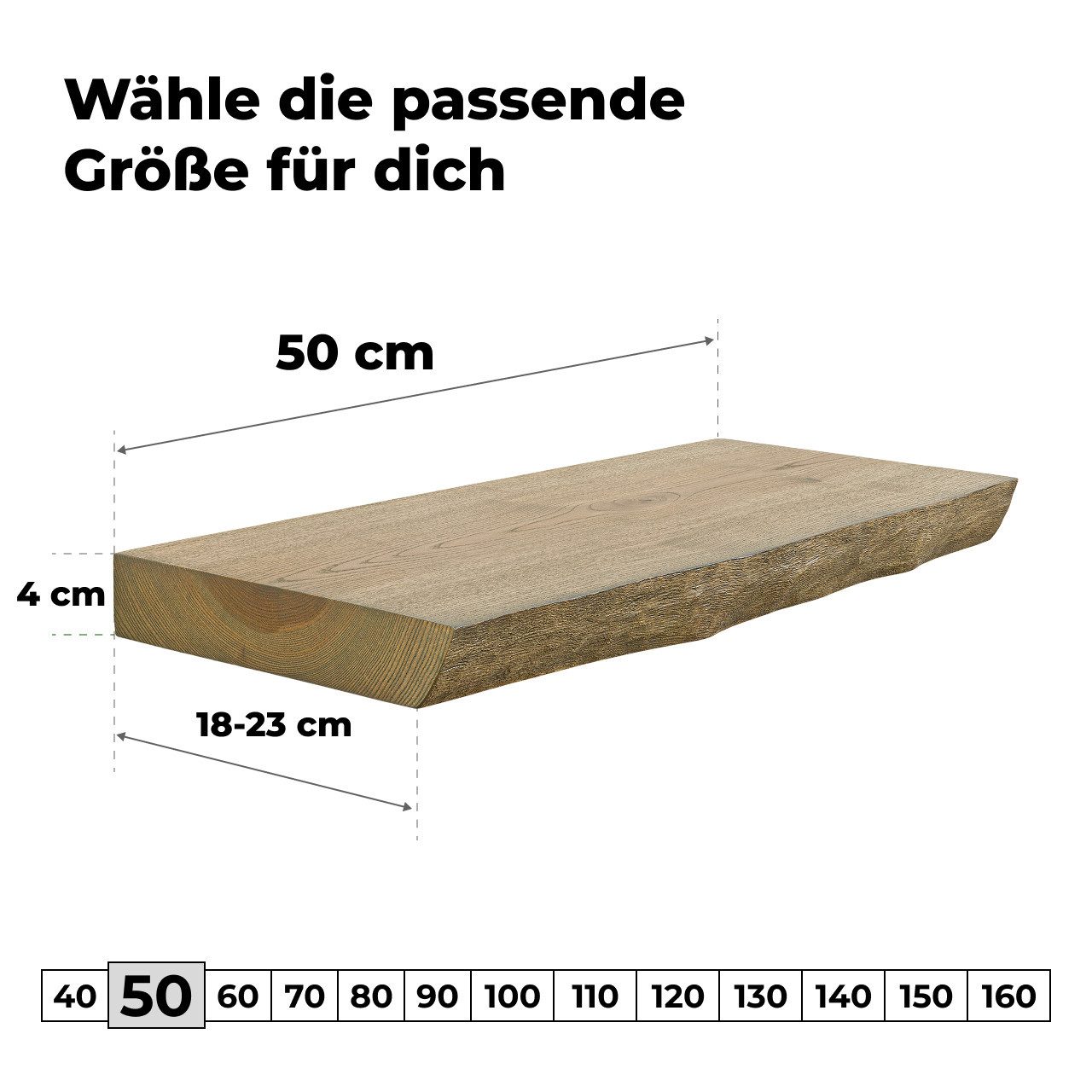 tømmermann Wandregal Schweberegal Holzregal mit Baumkante günstig online kaufen