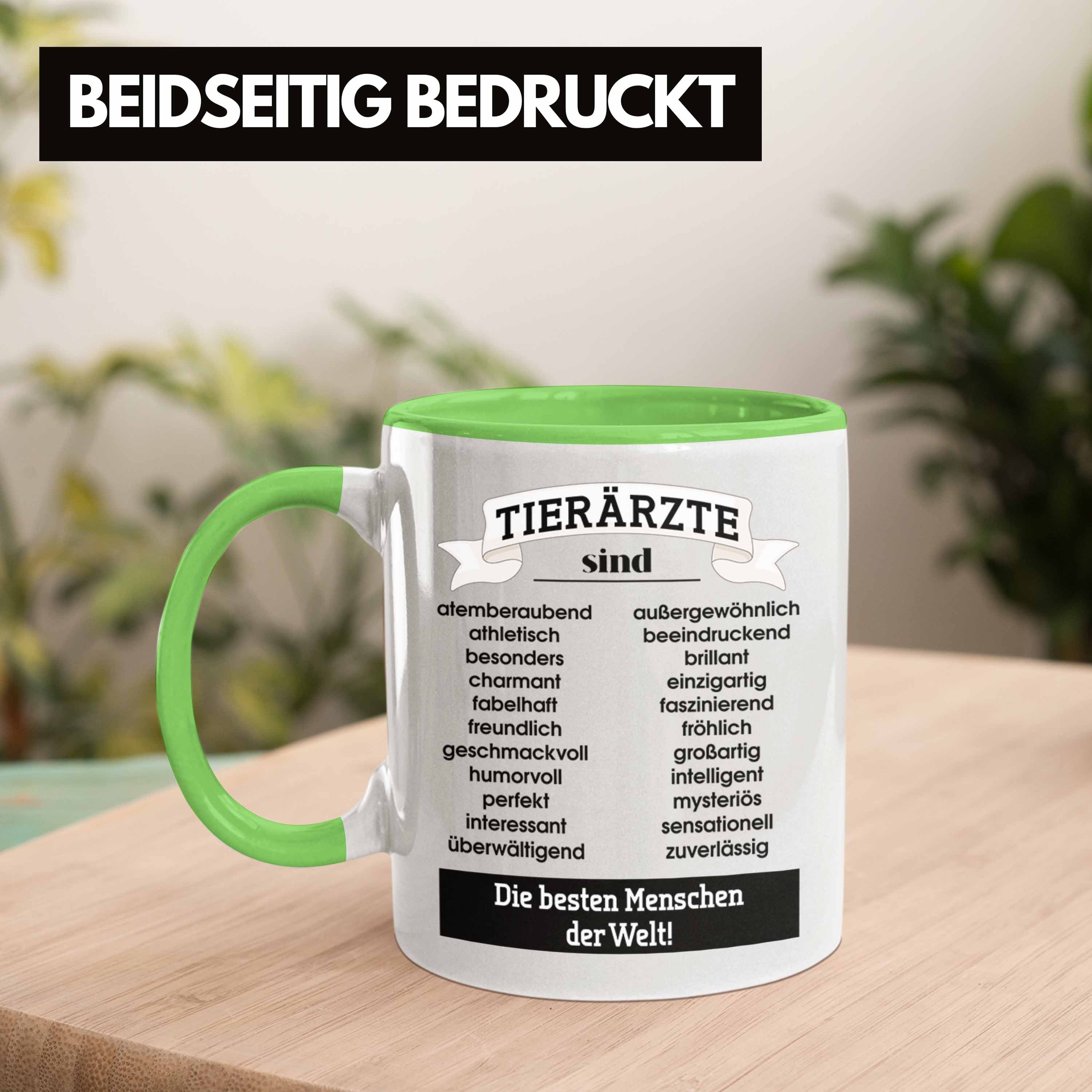 Trendation Tasse Trendation - Tierarzt Geschenkidee Kaffeetasse Tiermedizin Spruch Tasse Tierärzte Grün Veterinär Geschenk Pferdearzt Becher