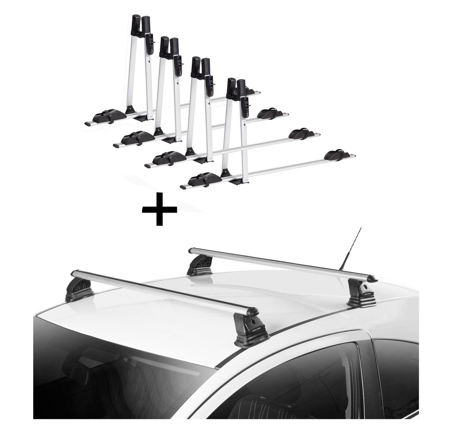 VDP Dachträger, 4x VDP Fahrradträger ALU Premium + Dachträger VDP EVO ALU kompatibel mit DS 3 3 Türer 2010-2019