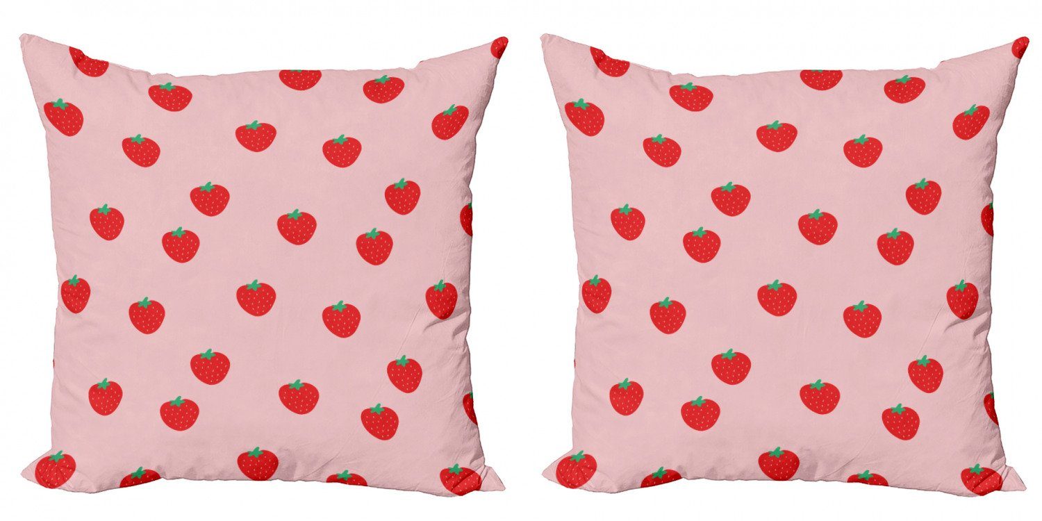 Kissenbezüge Stück), Erdbeere Accent (2 Doppelseitiger Modern Digitaldruck, Abakuhaus Cartoon-Sommer-Früchte