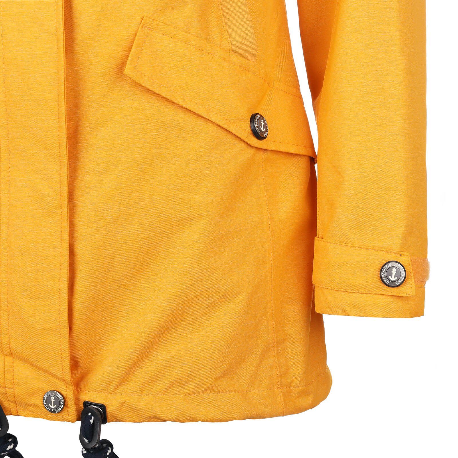 Dry Fashion Funktionsmantel Damen Regenjacke wasserdicht Funktionsjacke melange Regen-Mantel Bansin - gelb