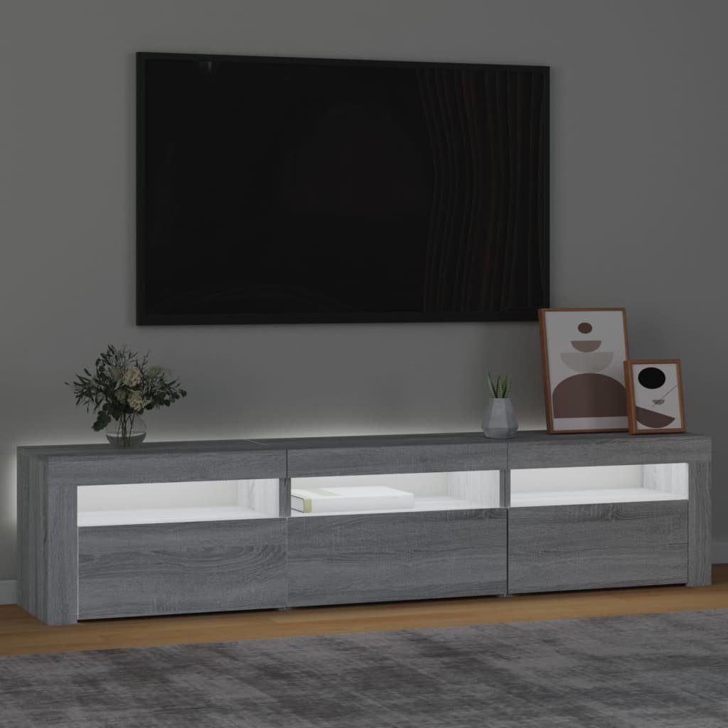 vidaXL TV-Schrank mit cm LED-Leuchten (1-St) Grau TV-Schrank 180x35x40 Sonoma