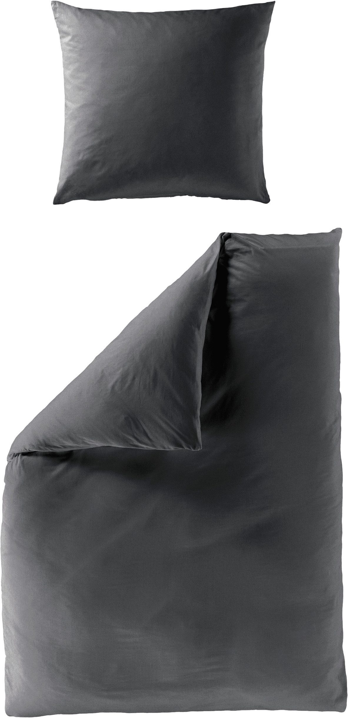 BIERBAUM Bettwäsche Elegant uni, Mako-Satin, 2 teilig, Mako-Satin, 100 % Baumwolle, Uni, pflegeleicht
