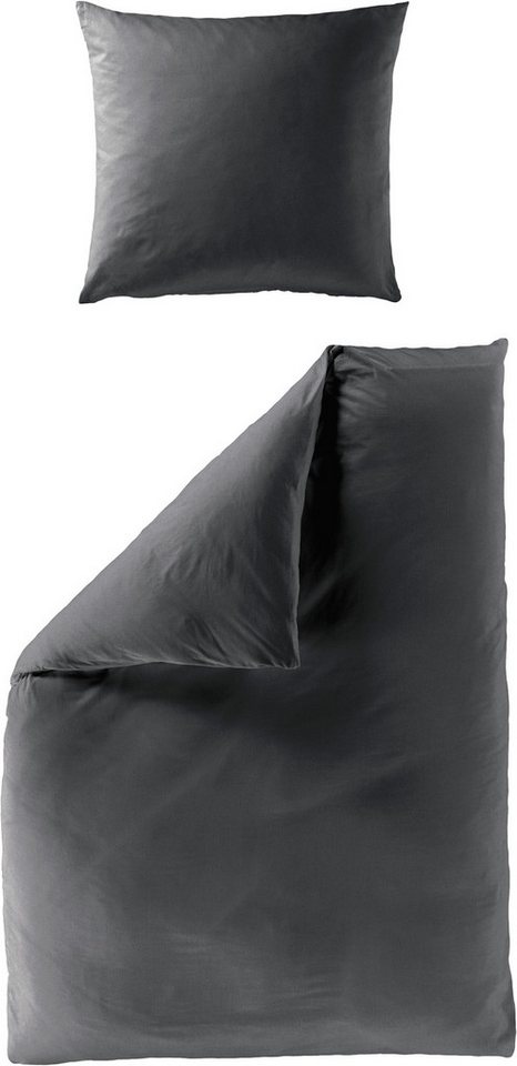 BIERBAUM Bettwäsche Elegant uni, Mako-Satin, 2 teilig, Mako-Satin, 100 % Baumwolle, Uni, pflegeleicht